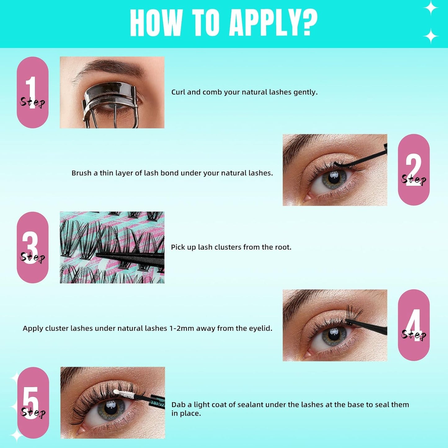 Lash Clusters Wispy 280PCS Eyelash Extension 60D Cluster Lashes Individual Lashes DIY Lash Extension Natural Look Cluster Eyelash Extensions Soft False Eyelashes at Home for Beginners(16mm)