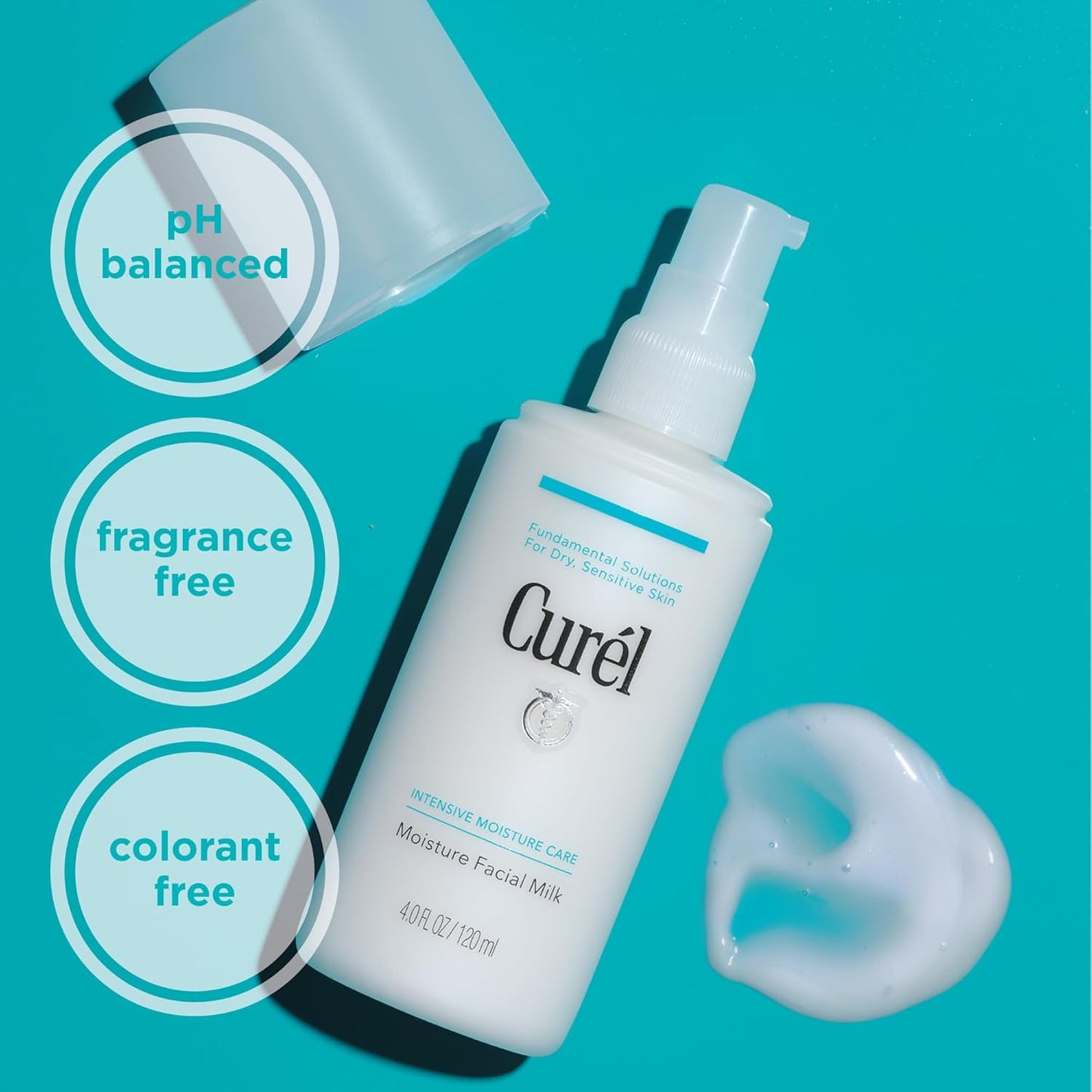 Curel Japanese Skin Care Moisture Facial Milk Moisturizer, Daily Face Lotion for Dry Sensitive Skin, pH Balanced, Unscented Advanced Ceramide Care Face Cream without Drying Alcohols, 4 oz