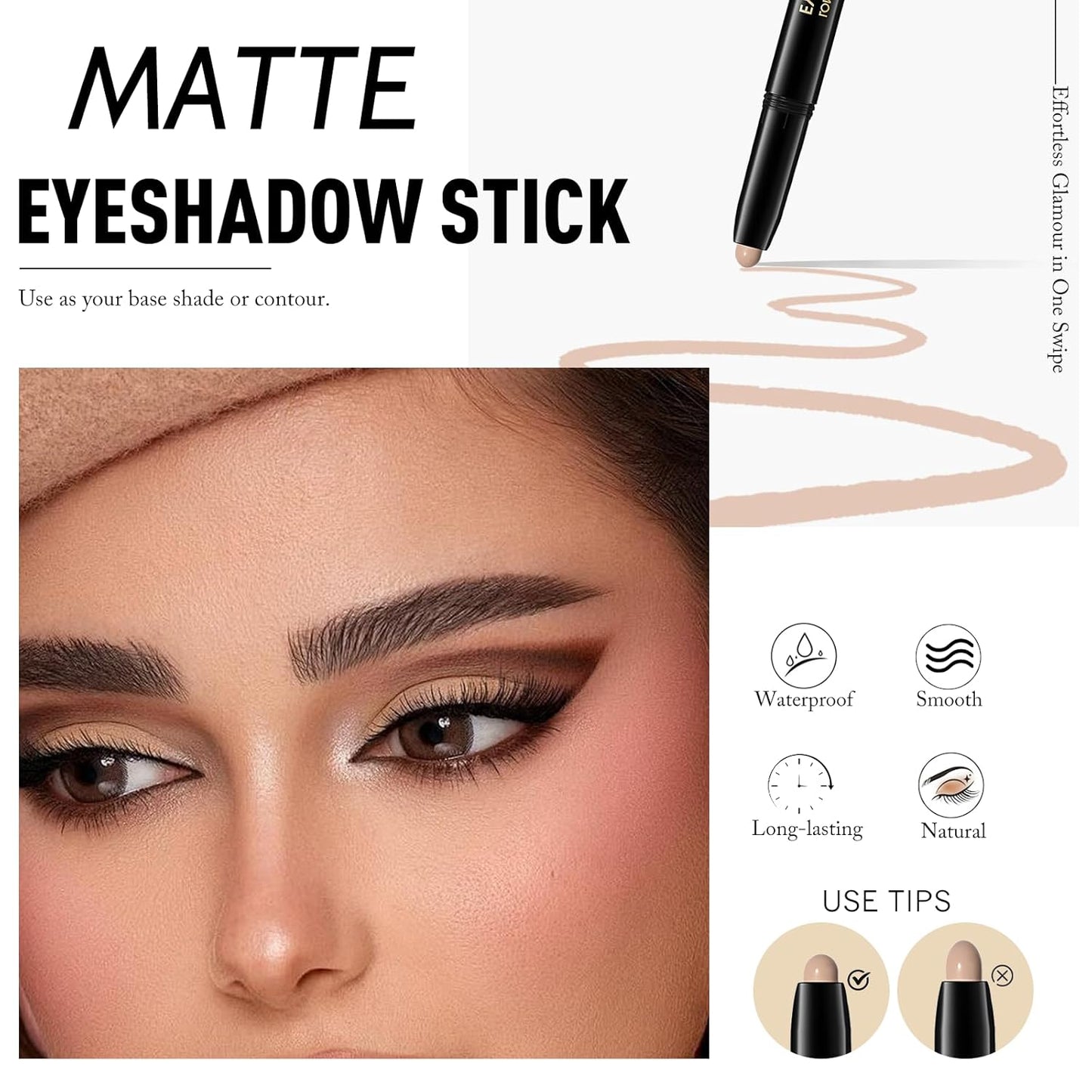 Eyeshadow Stick Matte Eye Brightener Pencil Cream Nude Eye Shadow Base Crayon Long-Lasting Crease-Proof Naked Eyeshadow Blendable High Pigmented Single Eyeliner Makeup for Women, 3 DESERT