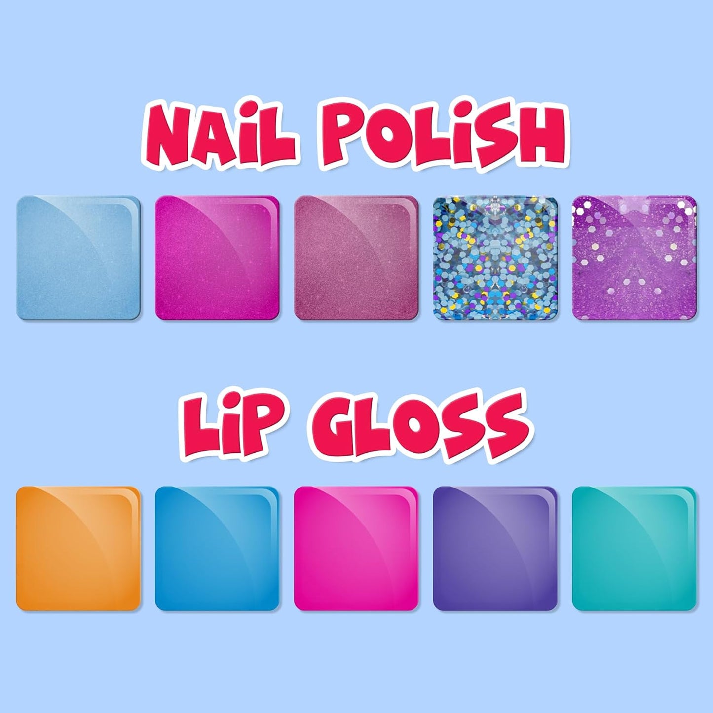 Disney Wish Sparkly Cosmetic Makeup Set for Girls with Lip Gloss Nail Polish Nail Stickers - 11 Pcs | Perfect for Parties Sleepovers Makeovers | Birthday Gift for Girls 3+ by Townley Girl