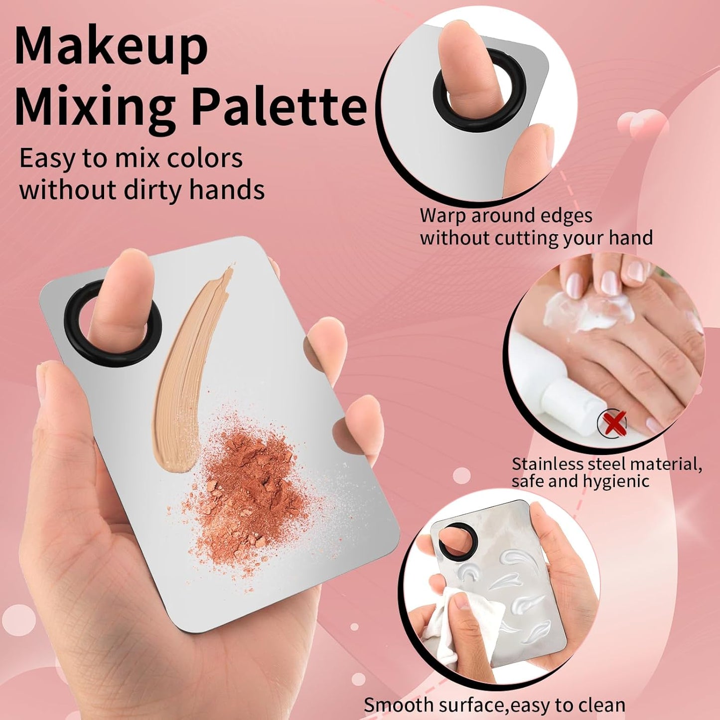 Foundation Spatula Set - Stainless Steel Makeup Mixing Palette with Korean Makeup patula Portable Makeup Palette Mixer for Mixing Foundation Eye Shadow Eyelash Nail Art
