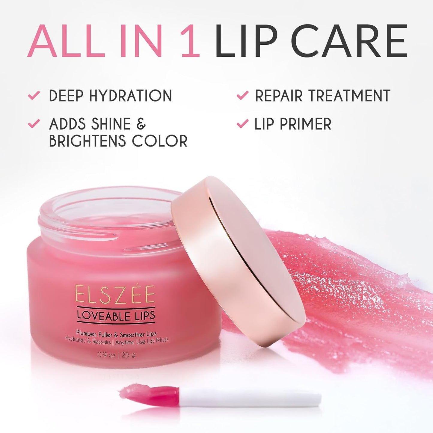 ELSZÉE Loveable Lips | Lip Mask with Hyaluronic Acid | Smooth, Volumize and Hydrate Dry Lips | Day & Night Treatment
