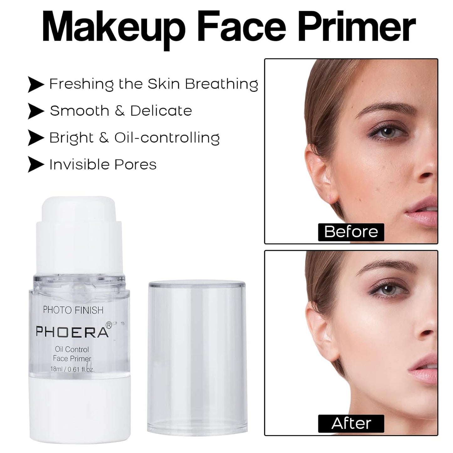 Foundation Makeup Sets Full Kit for Women Pack 8 Included Phoera Foundation,Flat Top Kabuki Brush Kit,Primer,Powder Foundation,Makeup Sponges (103 Warm Peach + 104 Buff Beige)