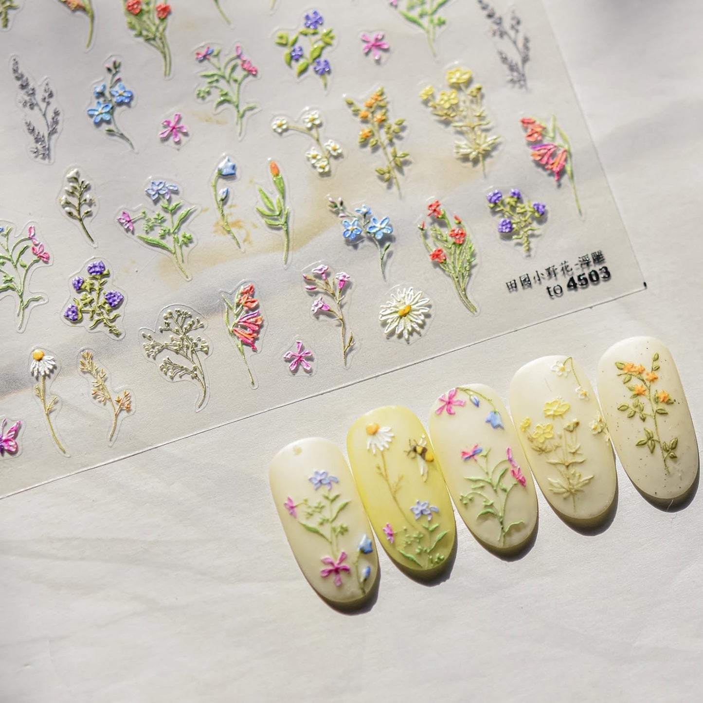 Spring Nail Art Stickers Decals 5D Self Adhesive Colorful Flower Nail Stickers for Nail Art Cute Floral Nail Decals Spring Summer Nail Supplies for Women Girls