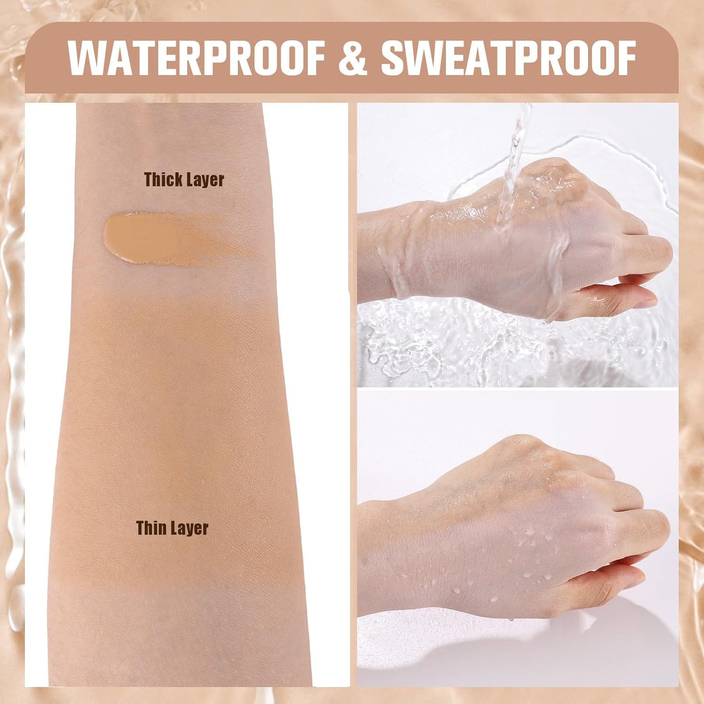 UCANBE Matte Liquid Foundation with Brush, Skincare Serum Foundation Face Makeup with Hyaluronic Acid, Medium to Full Coverage Waterproof Oil Control Longwear, for Mature Skin, Soft Tan, 1 fl. oz.