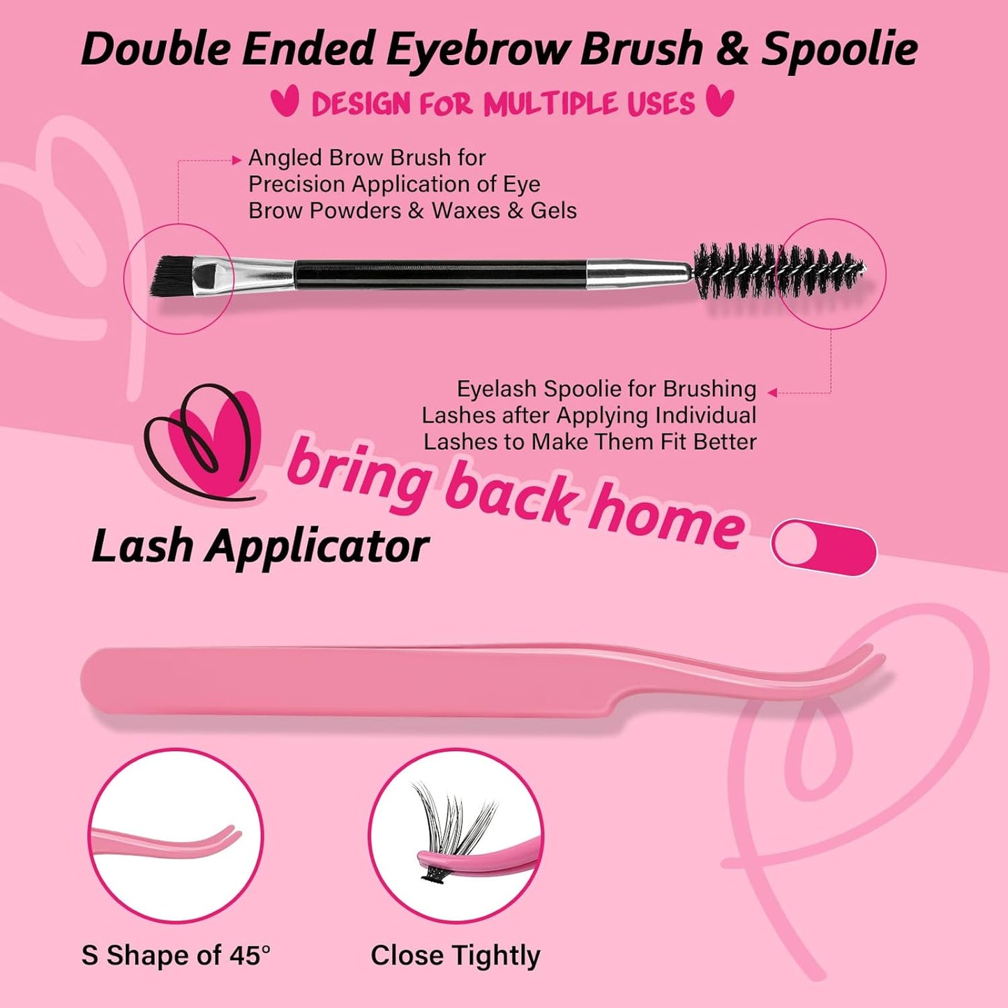 Lash Clusters Kit 280pcs Eyelash Clusters D Curl Eyelash Extension Kit Individual Lashes with Lash Bond and Seal Lash Remover Lash Applicator Easy to Apply at Home(50D-9-16mix Kit)