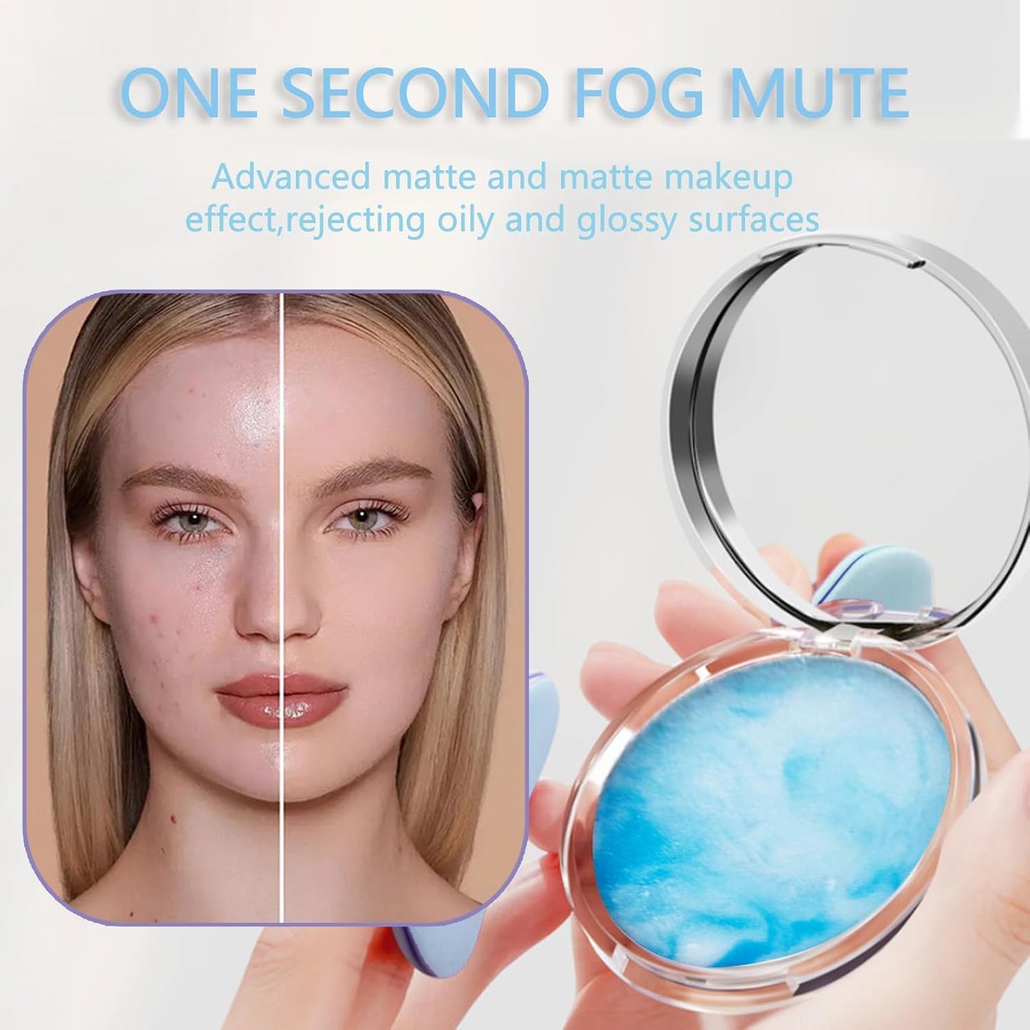 Chillab Lavender Matte Powder,Oil Control Face Pressed Powder Face Setting Powder with Mini Powder Puff for Silky Flawless Long-Lasting Lightweight Skin-friendly Face Cosmetics (Floating Cloud)