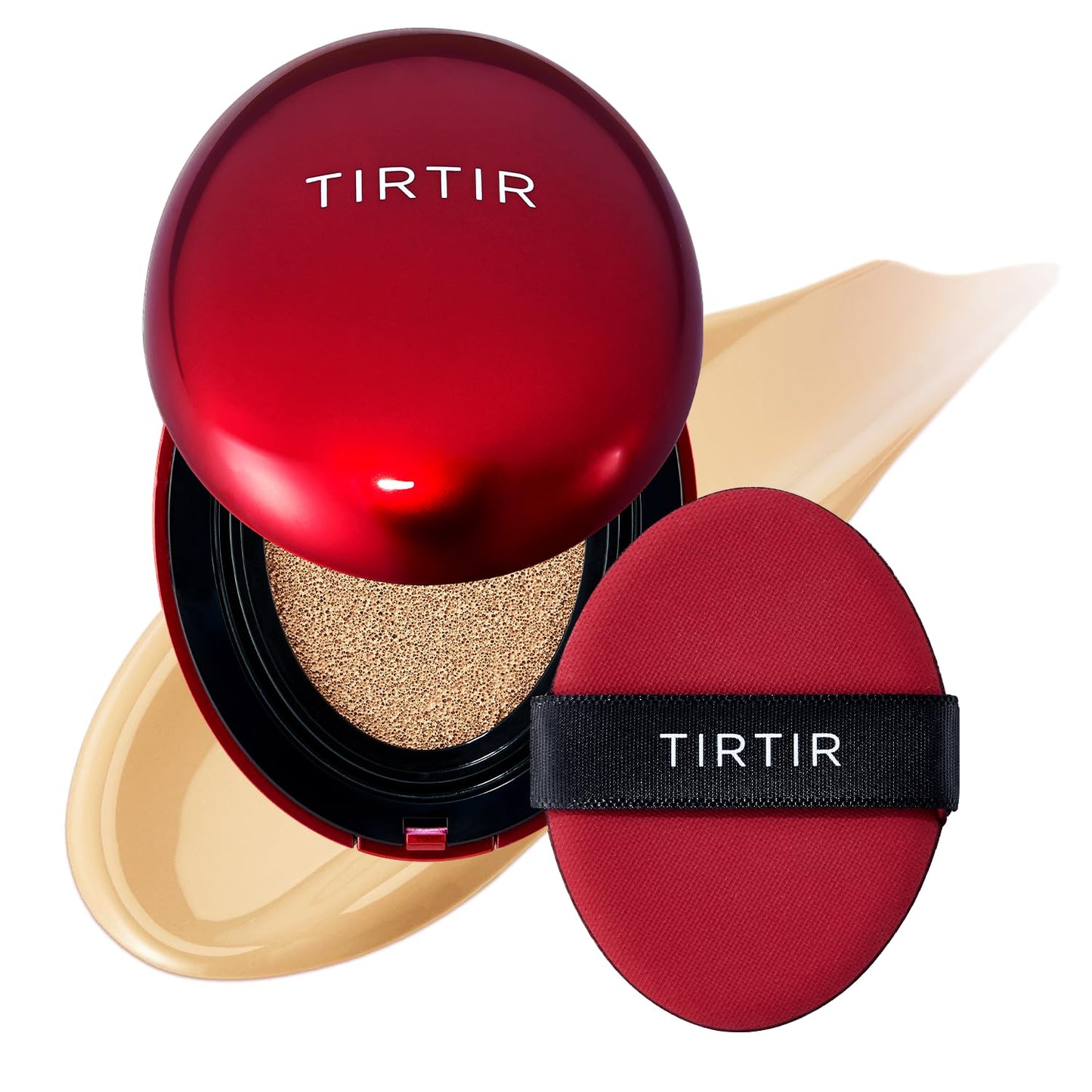 TIRTIR Mask Fit Red Cushion Foundation | Full coverage, Weightless, Skin fit, Satin Glow Finish, Korean Makeup BB Foundation, beauty, Tattoo cover up, Buildable (#22W Sheer Beige, 0.63 Fl Oz)