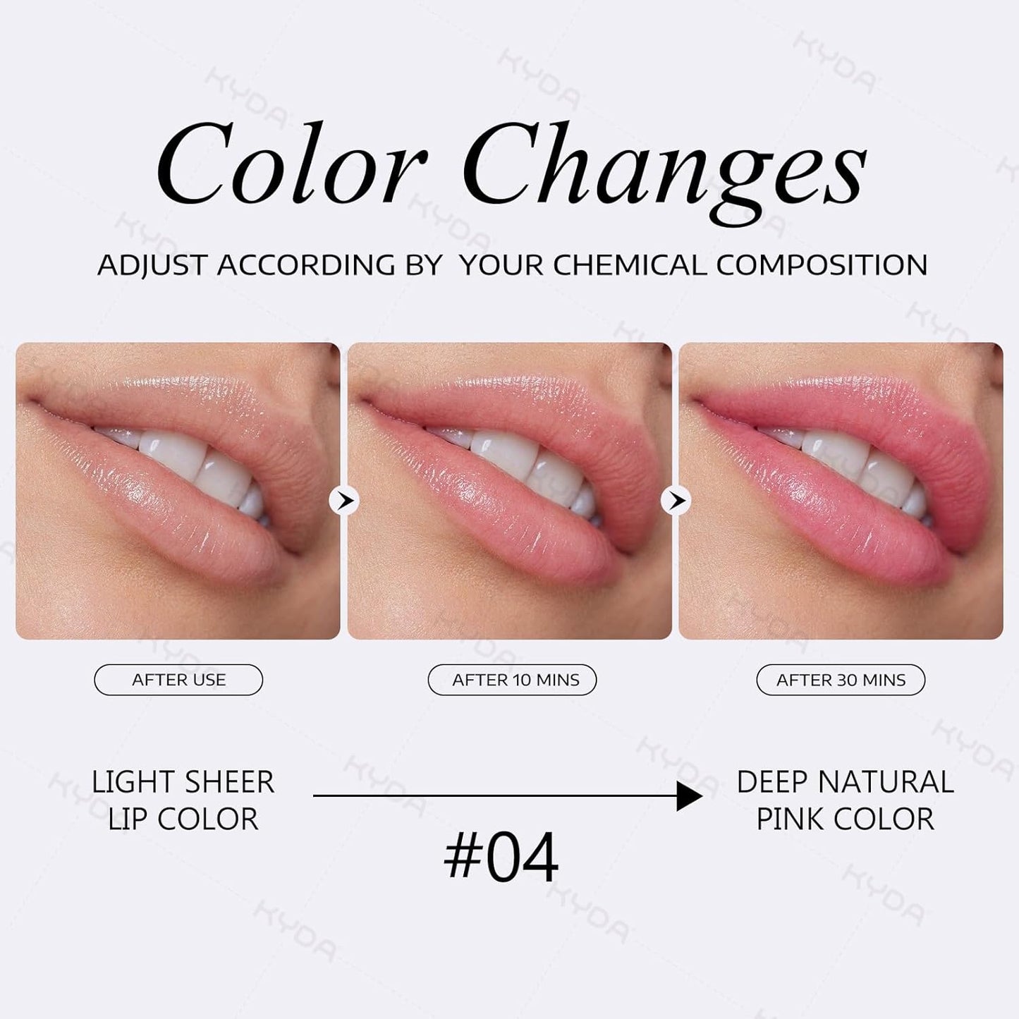 KYDA PH-Activated Lip and Cheek Stain, PH Color Changing Formula for Lasting Custom Lip Color, Keep Lips Soft and Moisturizing with Avocado Oil, Multiuse Color Balm, WHITE