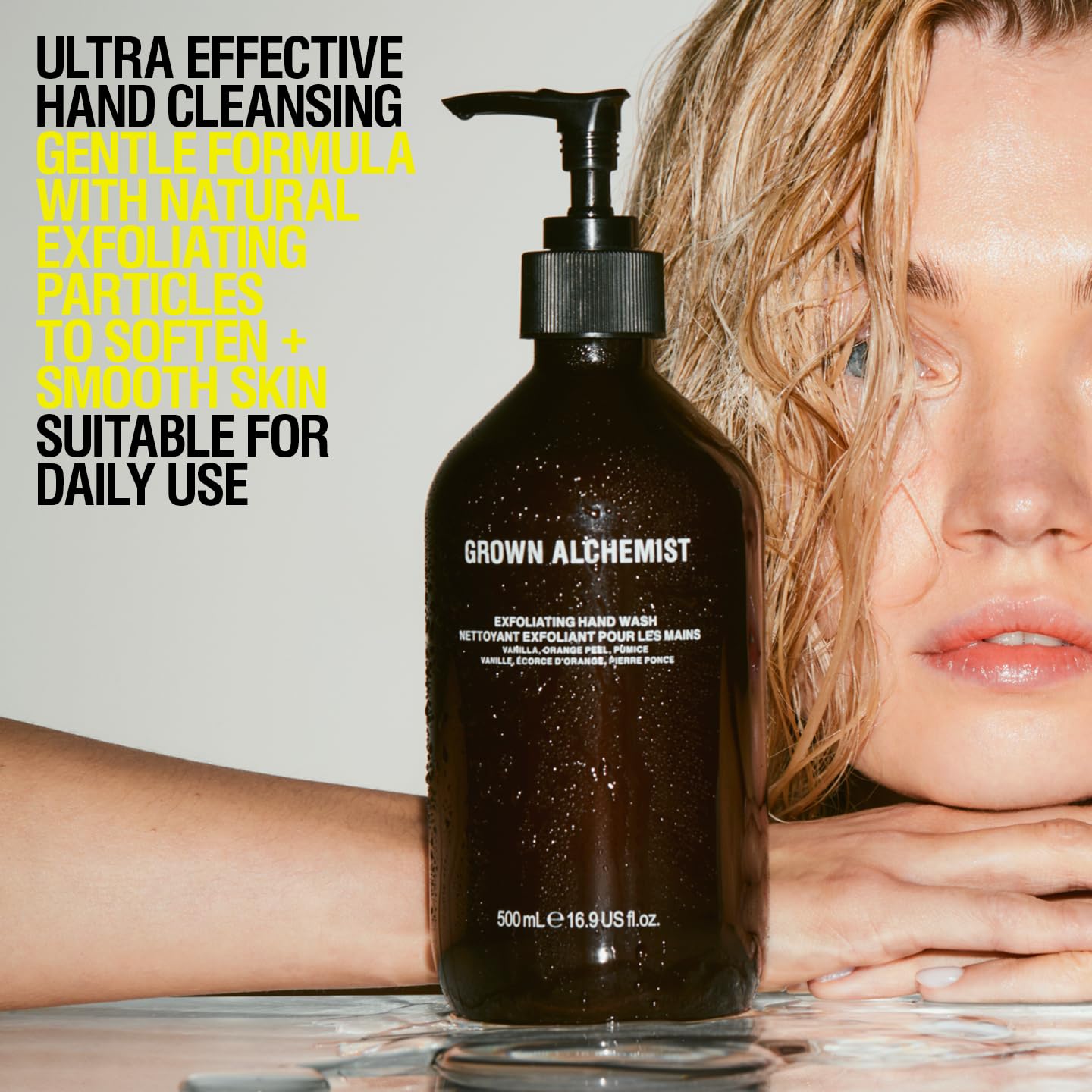 Grown Alchemist Exfoliating Hand Wash. Vanilla, Orange Peel + Pumice & Aloe. Gentle Cleanser Softens & Revitalizes Skin, 16.9 Ounce (500mL).