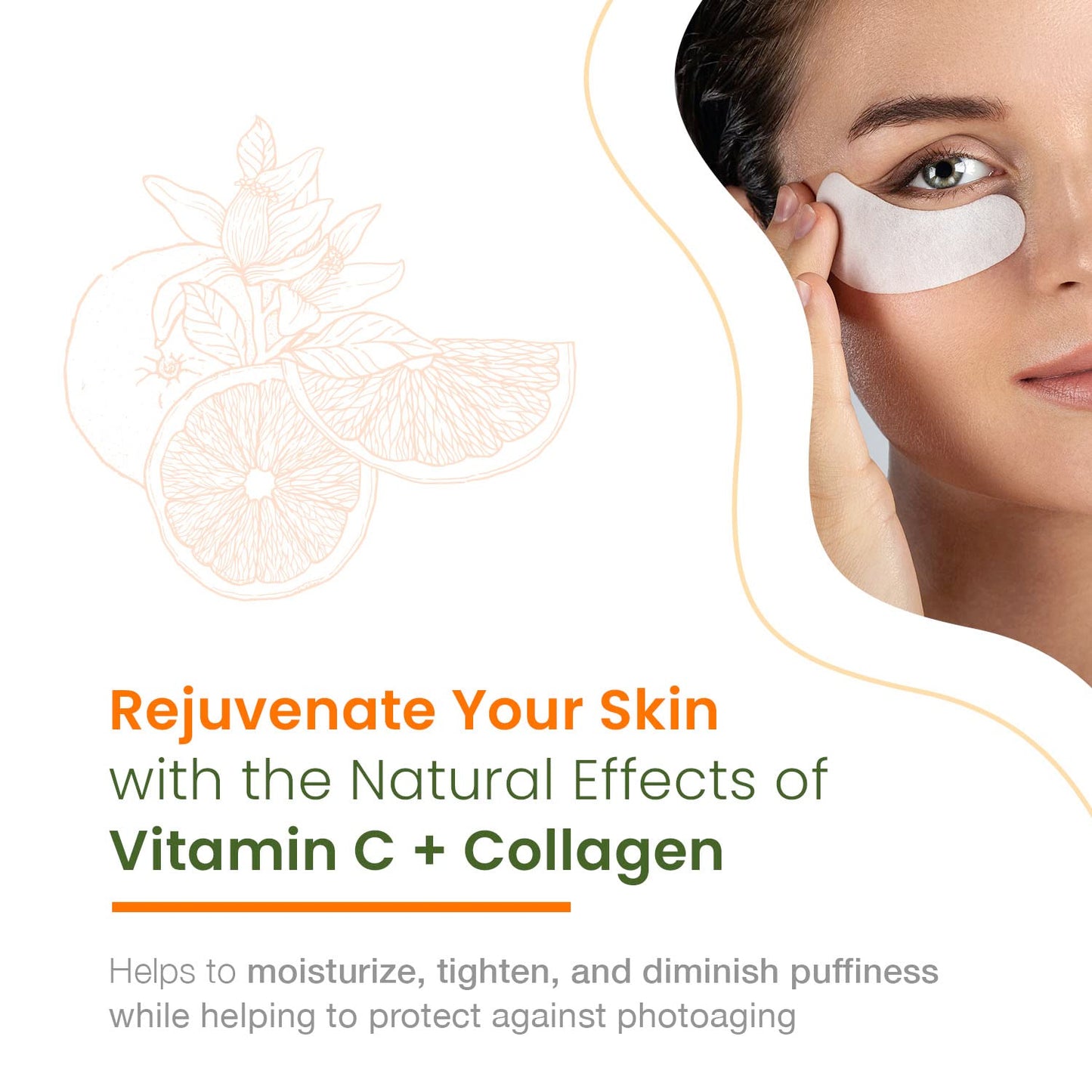 Vitamin C & Collagen Eye Pads - 5 Pairs, Reduce Dark Circles, Puffiness, Fine Lines, Anti Aging Under Eye Patches, Cruelty Free, Korean Skin Care, All Skin Types