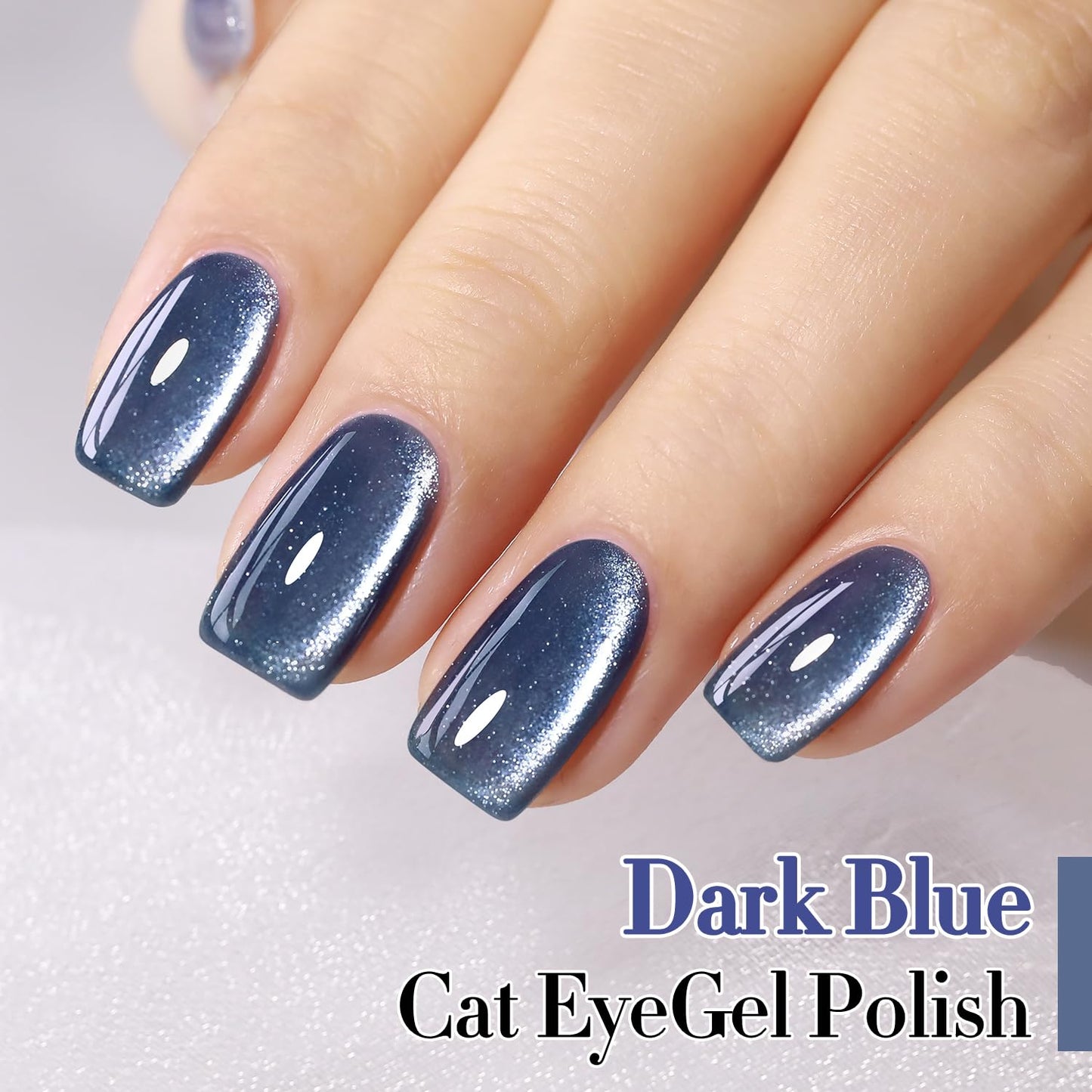 Double Rhythm 0.5 OZ Cat Eye Gel Polish with Magnet 15ML Holographic Glitter Shimmer Translucent Jelly Color Magnetic Polish Salon DIY at Home (Dark Blue-MC1044)