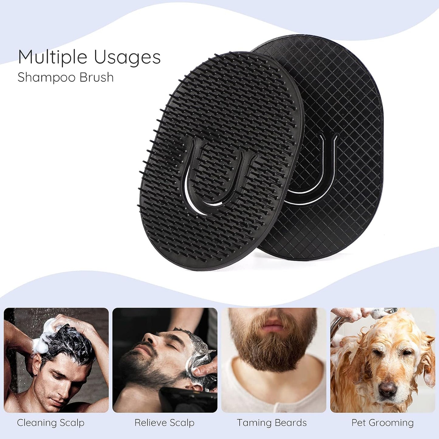 Segbeauty Scalp Massage Brush, 6 pcs Shampoo Brush Floral Shower Comb, Classic Hairdresser Hair Comb, Pocket Hairbrushes Set, Head Massage Brush for Hair Growth Beard Brush Pet Grooming Brushes Black