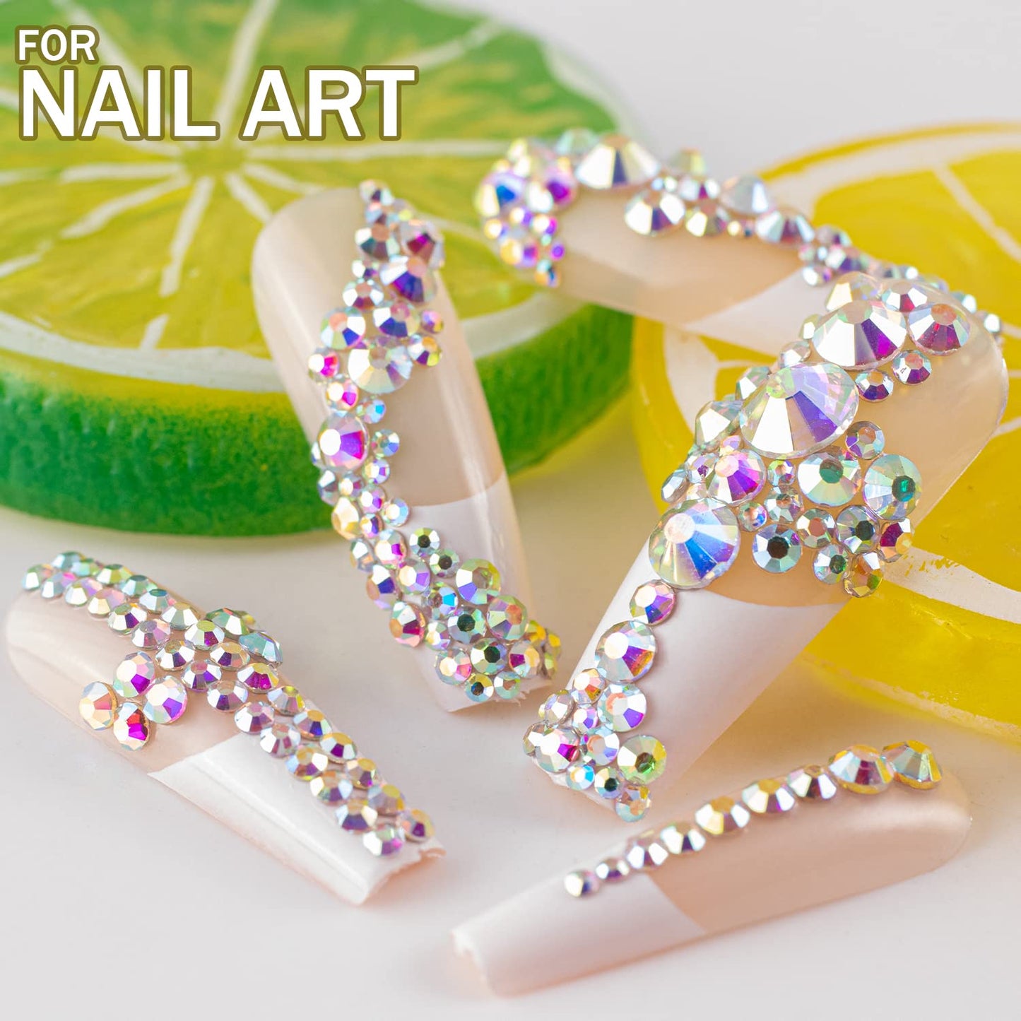 One Pack 2000 Pcs of Flatback Round AB Crystal Rhinestones 6 Sizes (1.5-6 mm) with Nail Art Rhinestone Picker Pencil and Tweezer for DIY and Salon Use