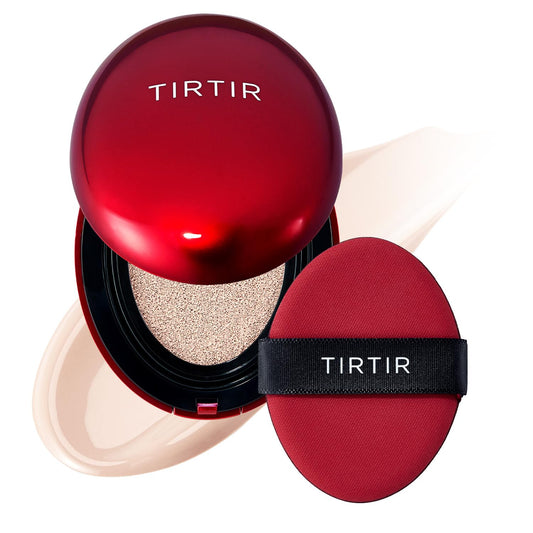 TIRTIR Mask Fit Red Cushion Foundation | Full coverage, Weightless, Skin fit, Satin Glow Finish, Korean Makeup BB Foundation, beauty, Tattoo cover up, Buildable (#13C Fair, 0.63 Fl Oz)