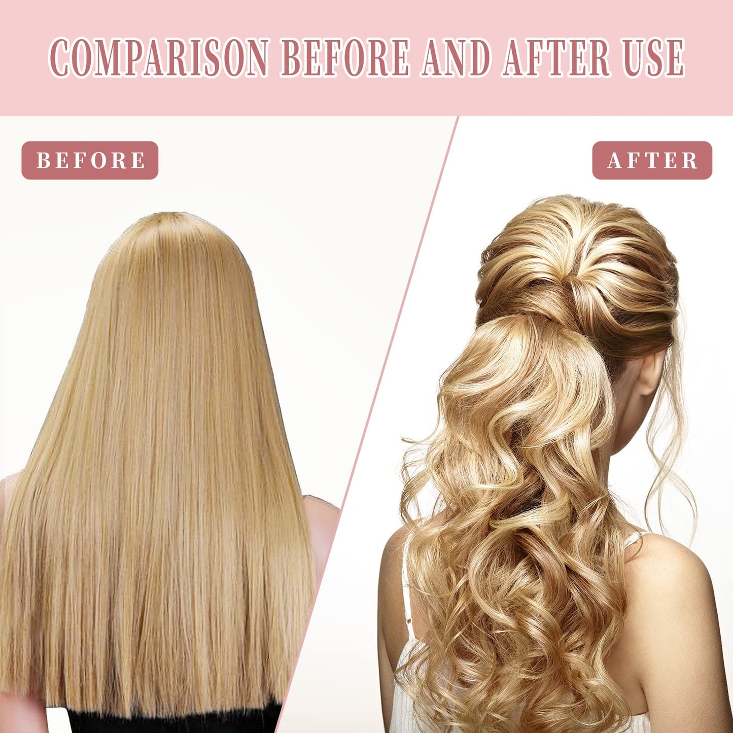 60pcs Heatless Hair Curlers Spiral and Wave Styling Kit 2 Styles No Heat Curlers with 2 Pieces Hooks for Women Girl's Short Medium and Long Hair((21.8 Inch/55 cm)