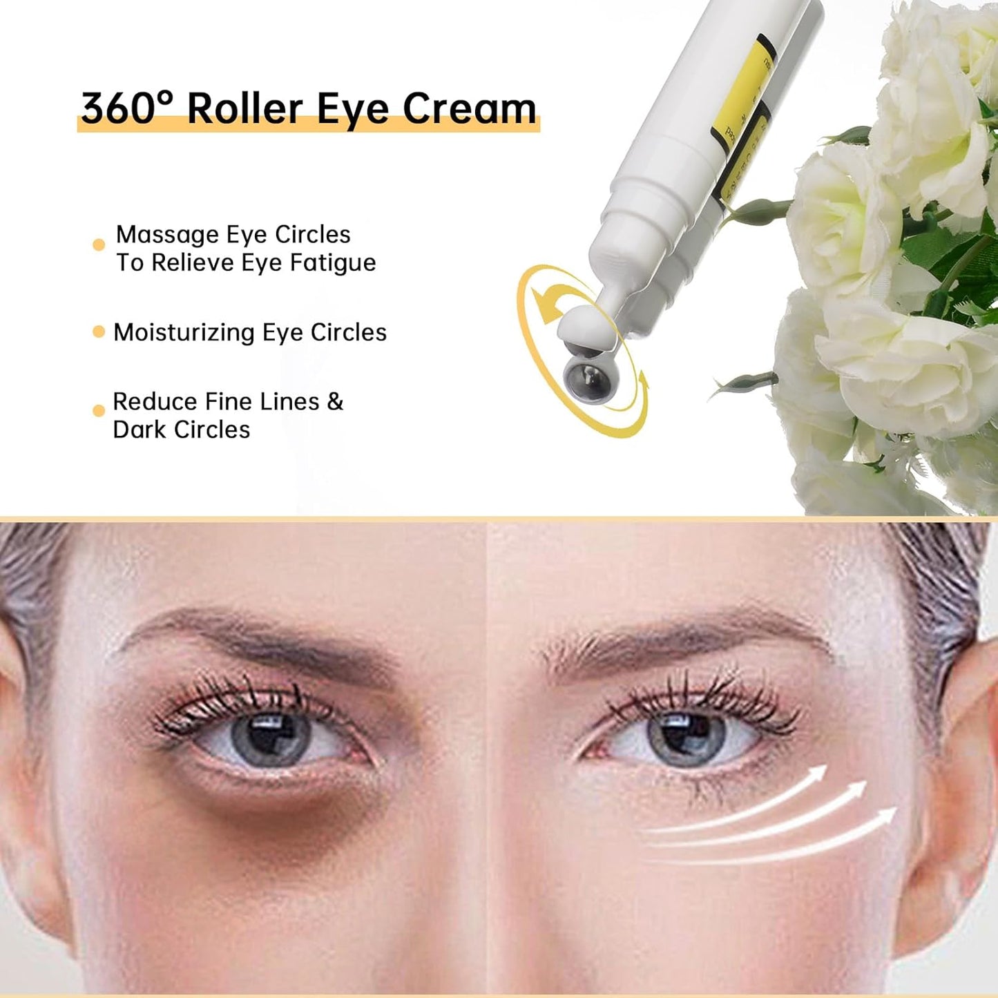 Snail Peptide Eye Cream For Moisturizing, Snail Mucin Under Eye Cream With Niacinamide, Hyaluronic Acid, 17 ML Snail Eye Cream For Dark Circles, Puffiness and Fine Lines.