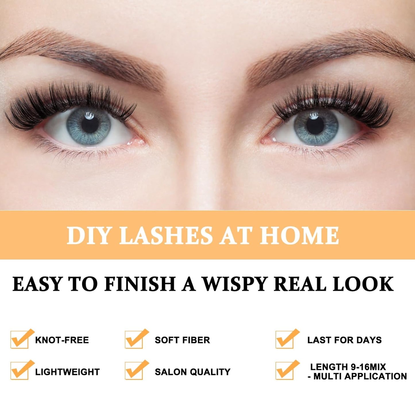 B&Q Lash Clusters 280PCS Eyelash Clusters, 40 50 C 9-16MIX Individual Lash Comfortable Eyelash Extension, Classic Look Pestañas Postizas (4050D-C)