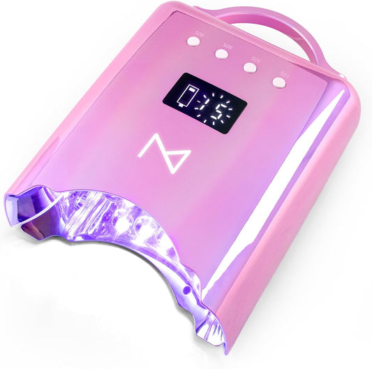 M - NEO Cordless & Rechargeable Nail Curing Lamp 78W with 4 LCD Time Display Timer, Auto Sensor, and Spacious Interior for All Hand Sizes and Nail Lengths (Unicorn Pink)