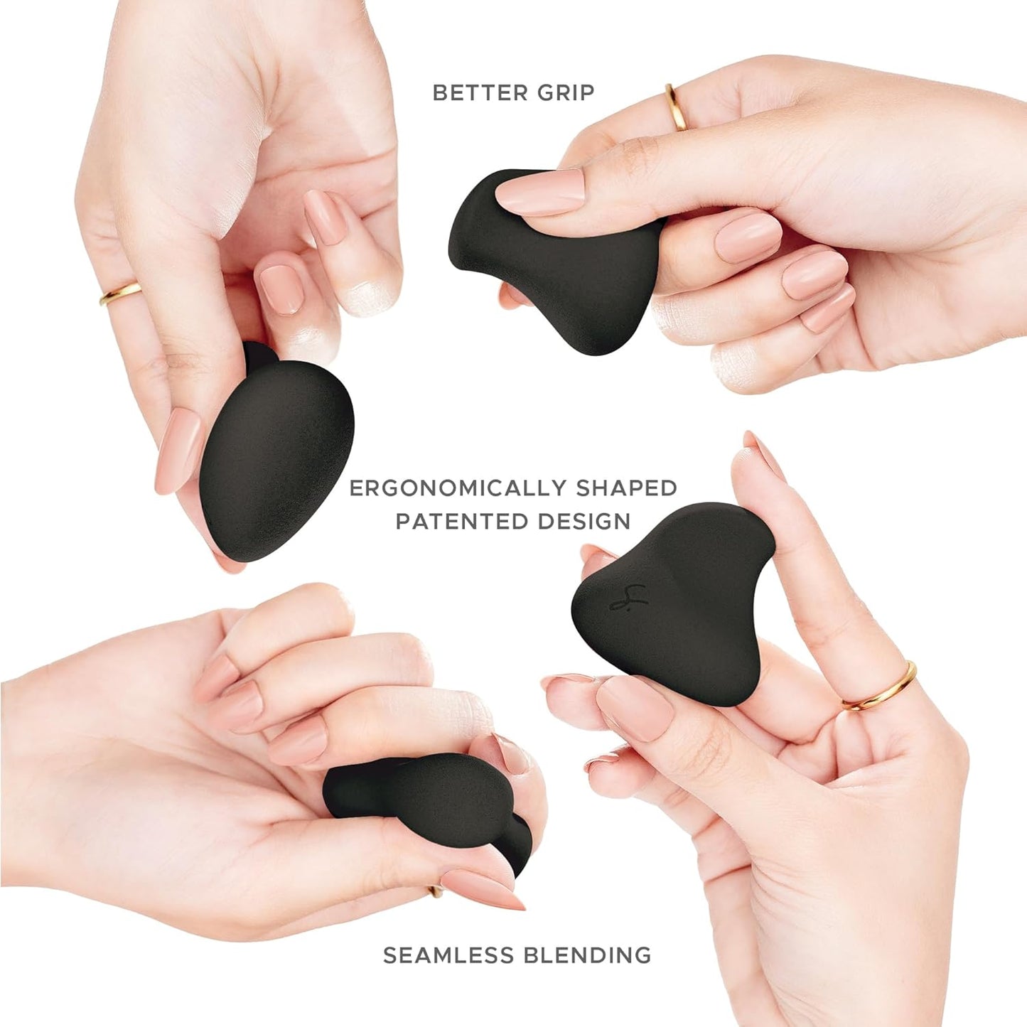 Original Beauty Blender Makeup Sponge Applicator for Powder, Cream & Liquid, Beauty Tools Puff, Streak Free Application, Vegan, Cruelty Free Made in USA, Black (3 Pieces)