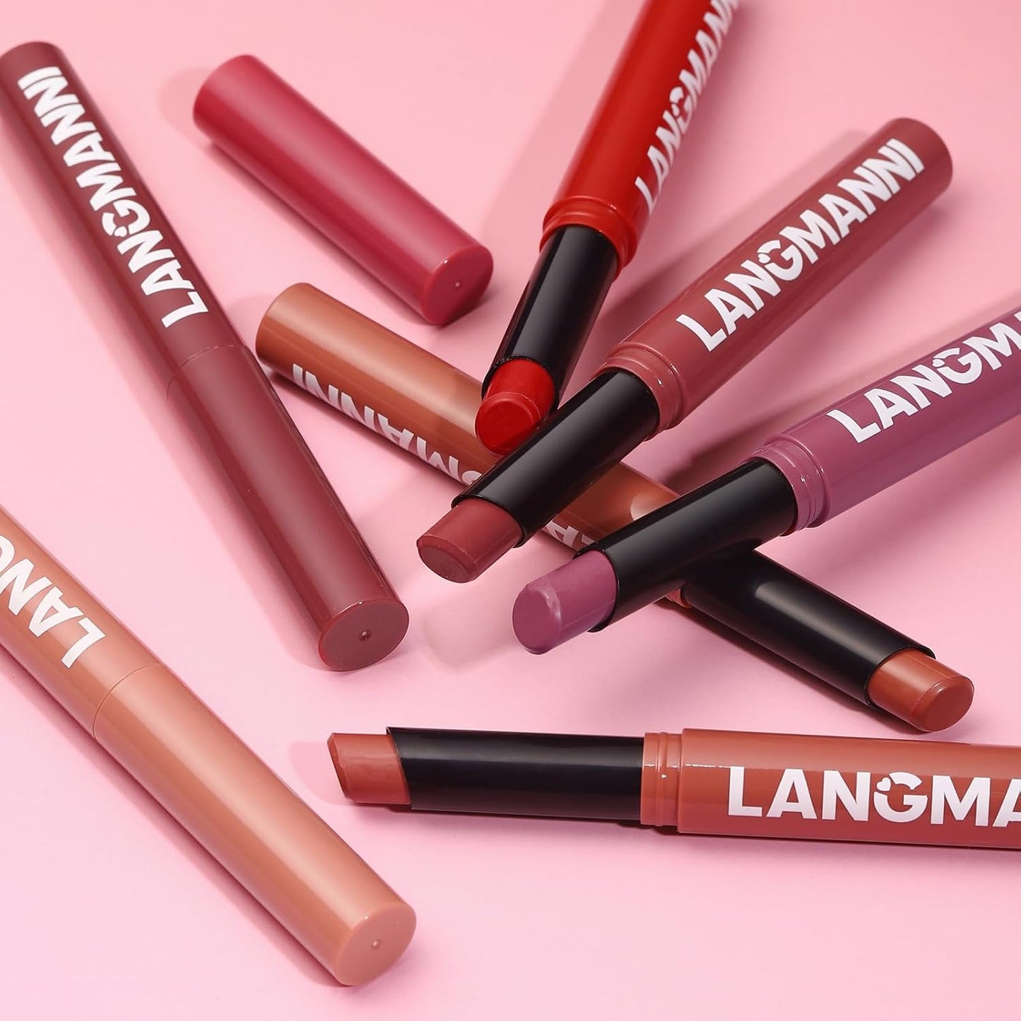 Jolilab 6Pcs Lip Set: 3 Colors Lip Liner+3 Colors Lipstick, Matte/Creamy,Smooth Creamy Texture,Long-Lasting,Bold/Nude Shades for Daily/Party, Vegan, Gift for Makeup Lovers.(#08+11+12)