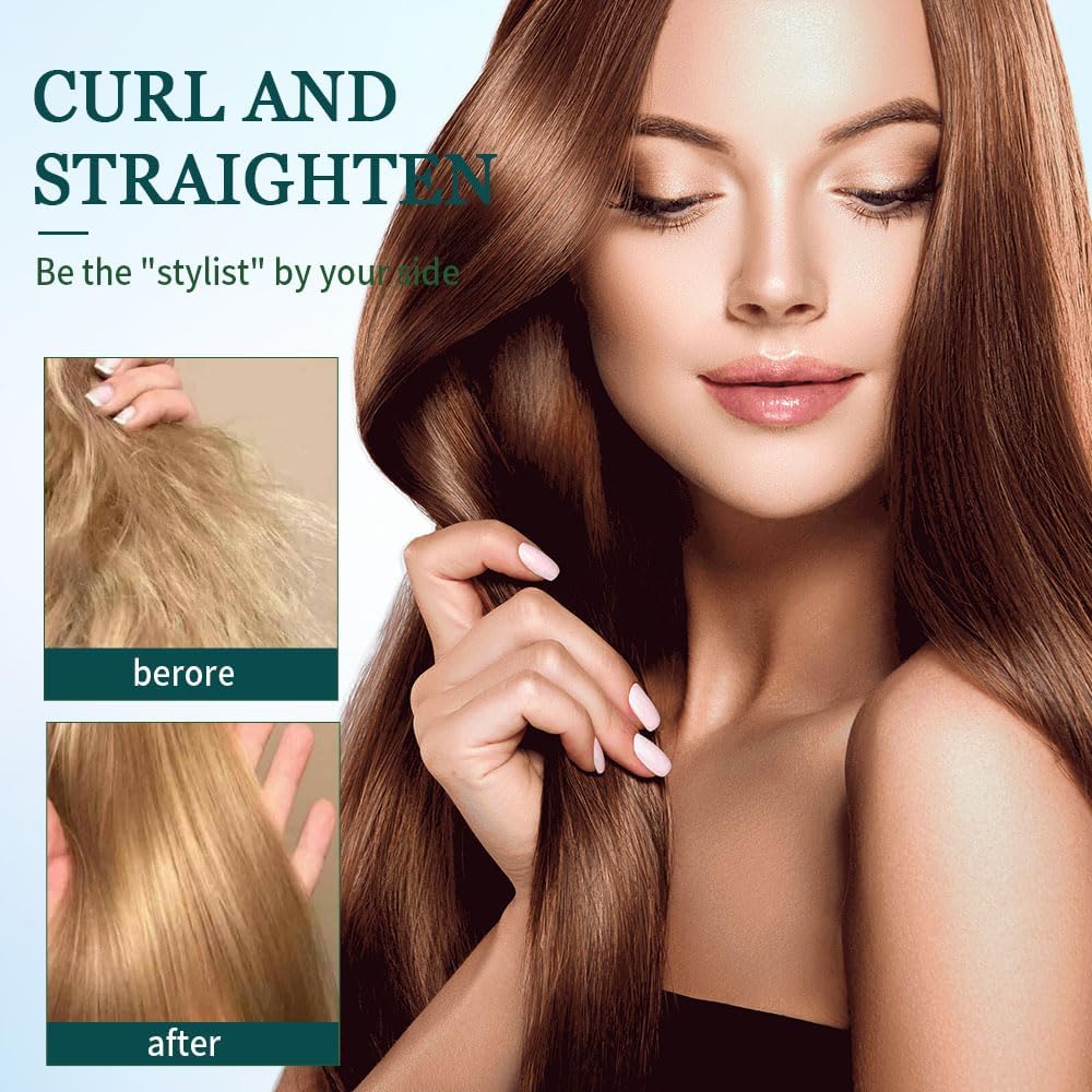 2025 New Mini Dual-Purpose Curling Iron, 2-in-1 Curling Wand Flat Iron Hair Straightener, Travel Curling Iron for All Hair Types (Orange)