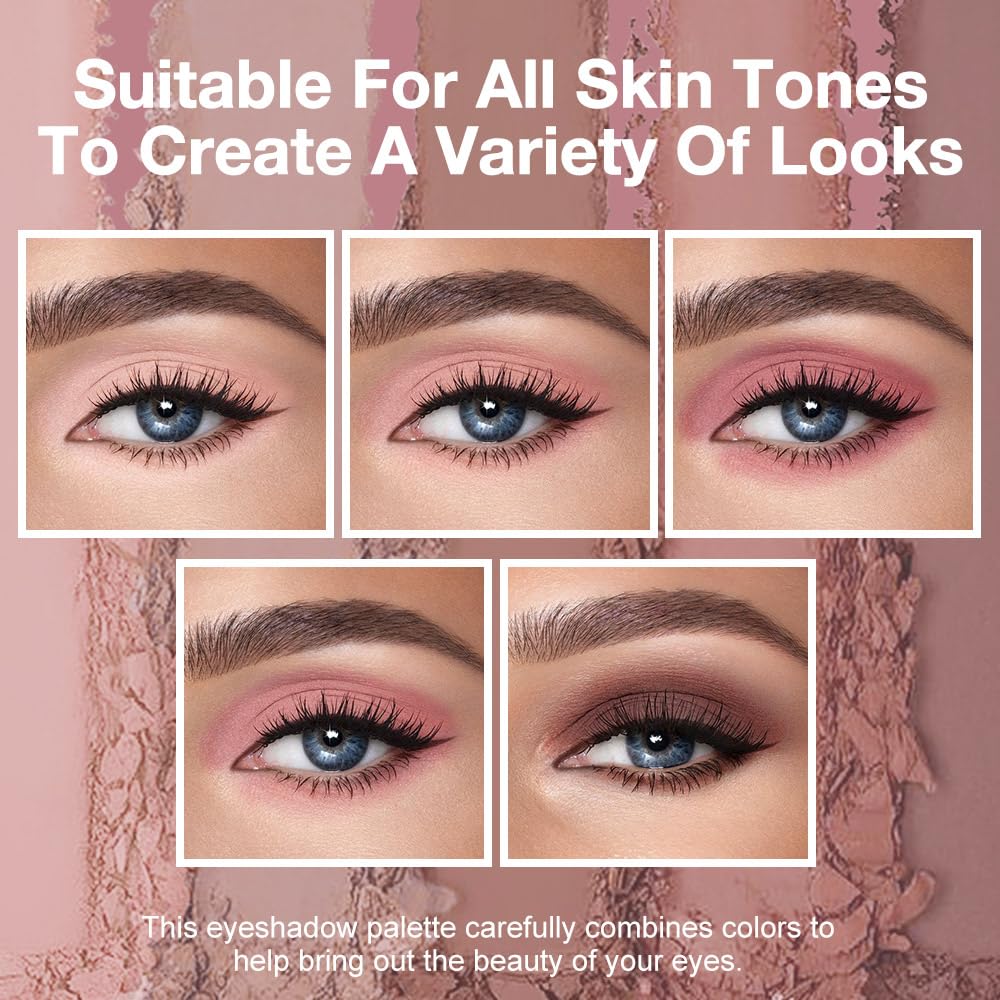 5 Colors Matte Eyeshadow Makeup Palette, 5 Natural Neutral Nude Brown Faded Rose Colors Eyeshadow, Looks for Brown Eyes Women Finish Long Wearing Waterproof Professional Eye Makeup 04#