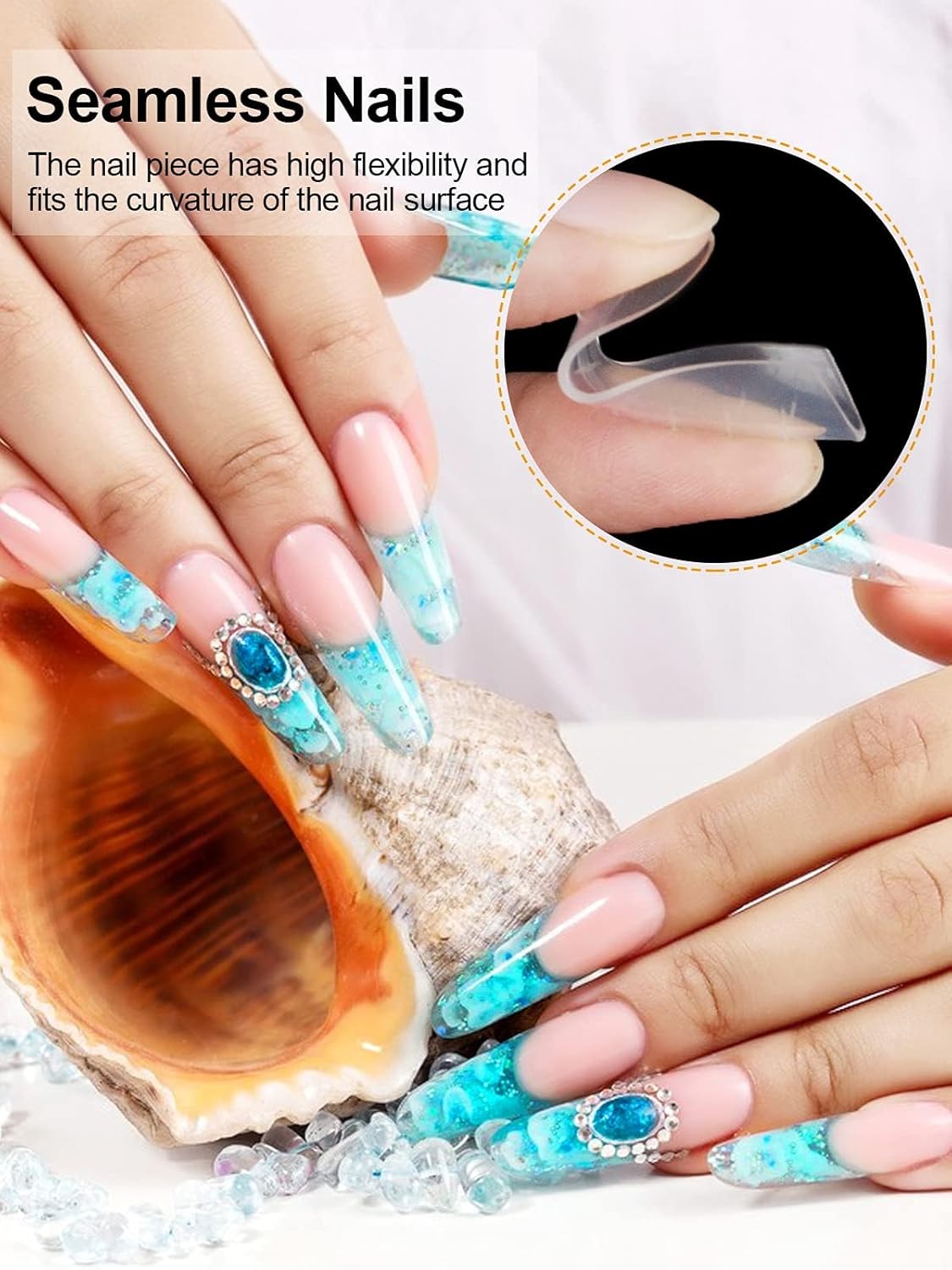 EBANKU 120Pcs Dual Nail Forms for Poly Gel - Extension Stiletto Almond System Mold, False Tips for Builder Gel Art Design Salon & DIY - 12 Sizes