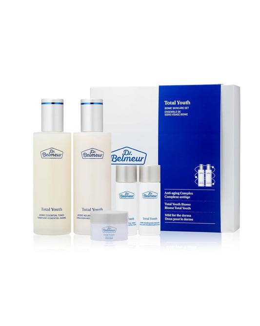Total Youth Biome (Skincare Set, 12.2fl oz) - Premium Total Age-Defying Toner + Emulsion Set for Wrinkles, Elasticity, Hydration & Skin Tone. Korean Skin Care by LG Beauty. Collagen,
