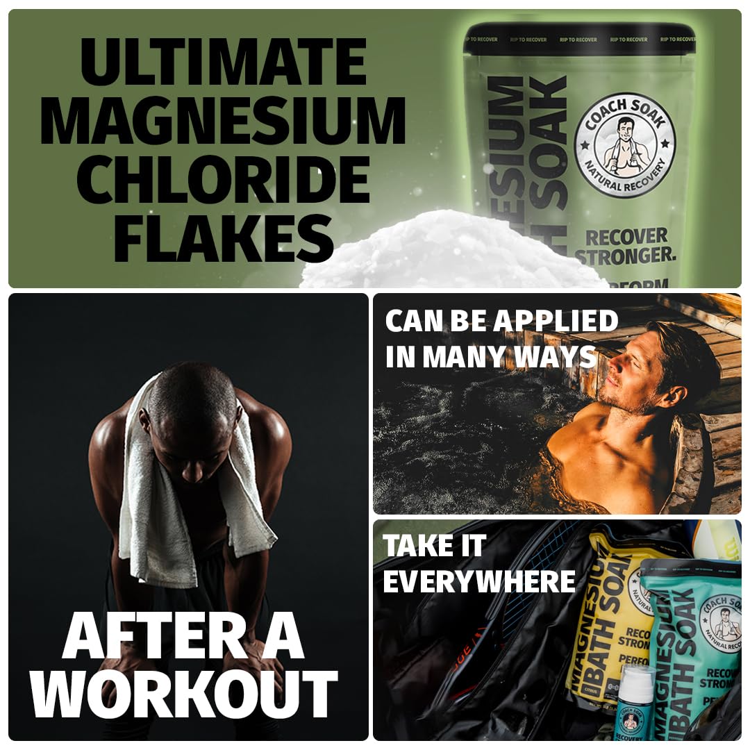 Coach Soak Epsom Salt Alternative Bath Soak & Cream with Magnesium Flakes - 1.61 lb (Pack of 2) - Cooling Peppermint - Foot Soak & Bath Salts for Relaxing Muscle Support & Skin Softening