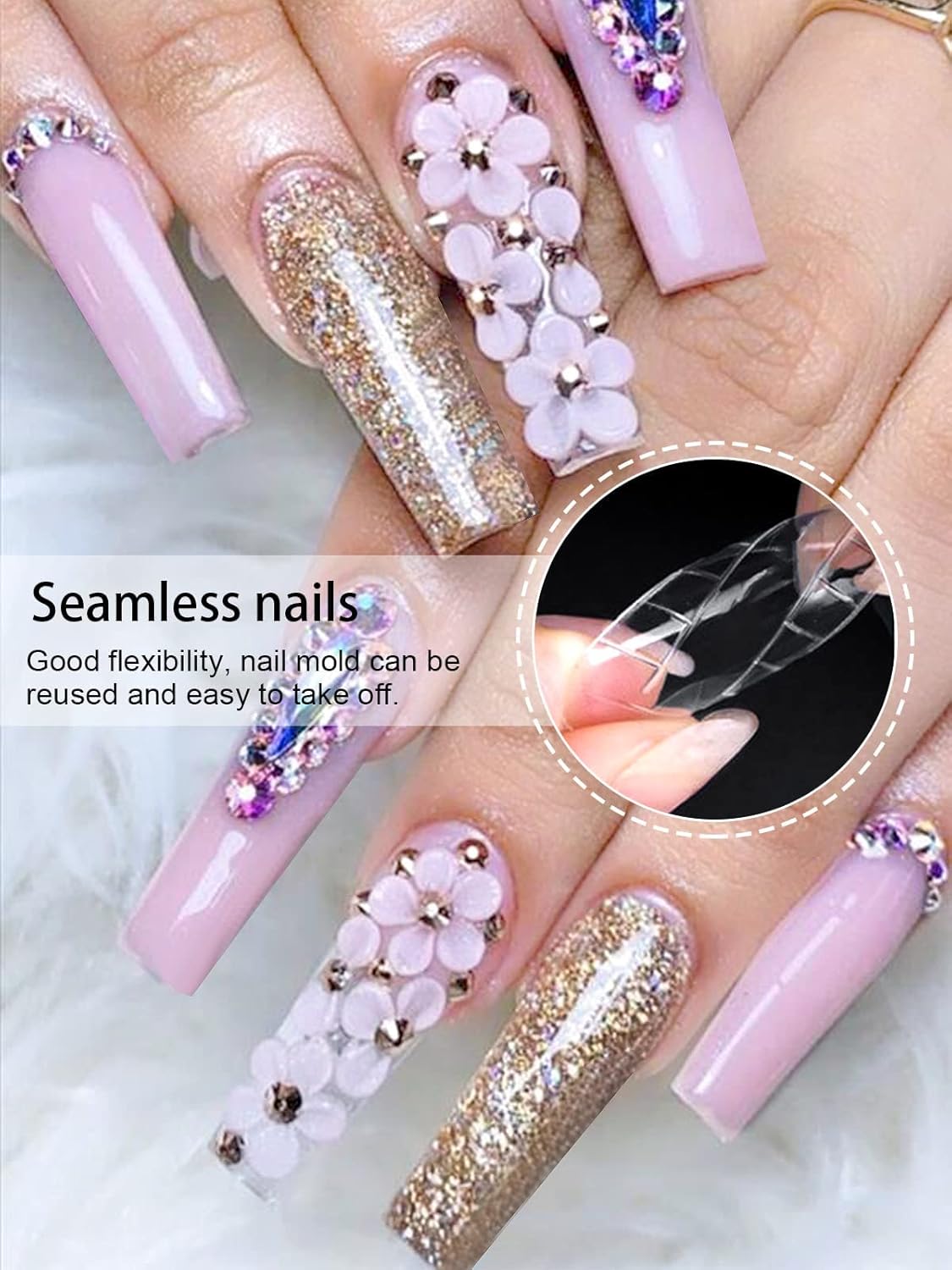 EBANKU 120Pcs Poly Extension Gel Dual Nail Forms Square Clear Nail Forms Full Cover Coffin Nail Molds 12 Sizes for Gel Manicure Nail Art Design Salon&DIY