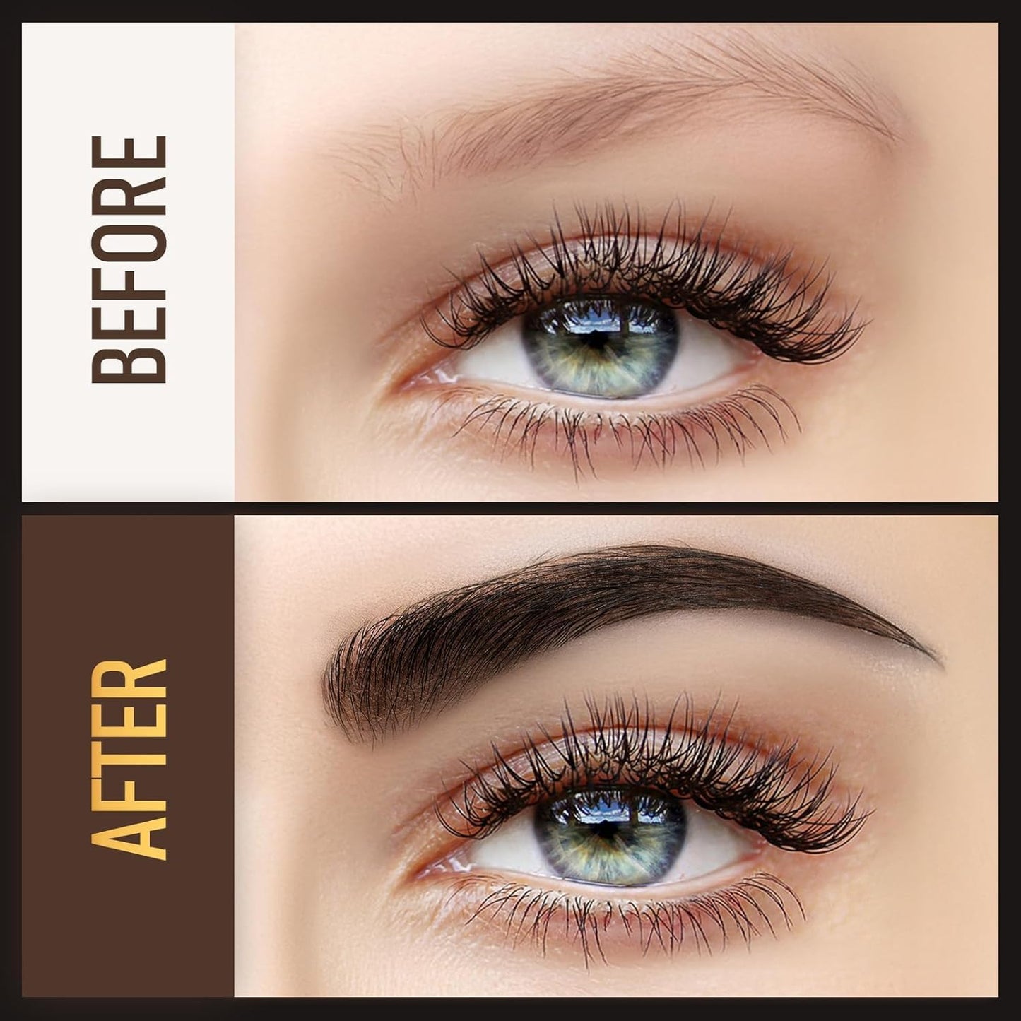 Waterproof Eyebrow Pencil with 4 Tip Microblading Pen and Dual-ended Brush, for Natural-Looking Brows, Long-Lasting, Black Brown