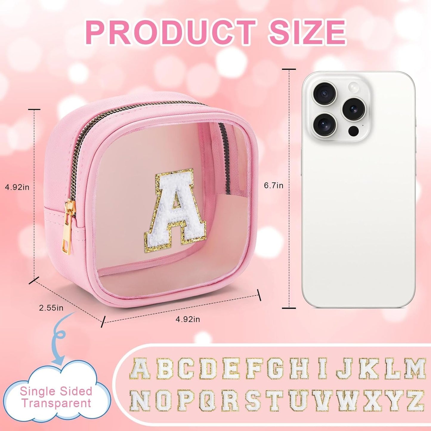 YOOLIFE Mini Makeup Bag | Clear Makeup Bag Toiletry Case | Portable Make Up Organizer | Small Cosmetic Bag for Purse | Best Friend Birthday Gifts Teacher Daughter Gifts | Gifts for Girls | Pink F