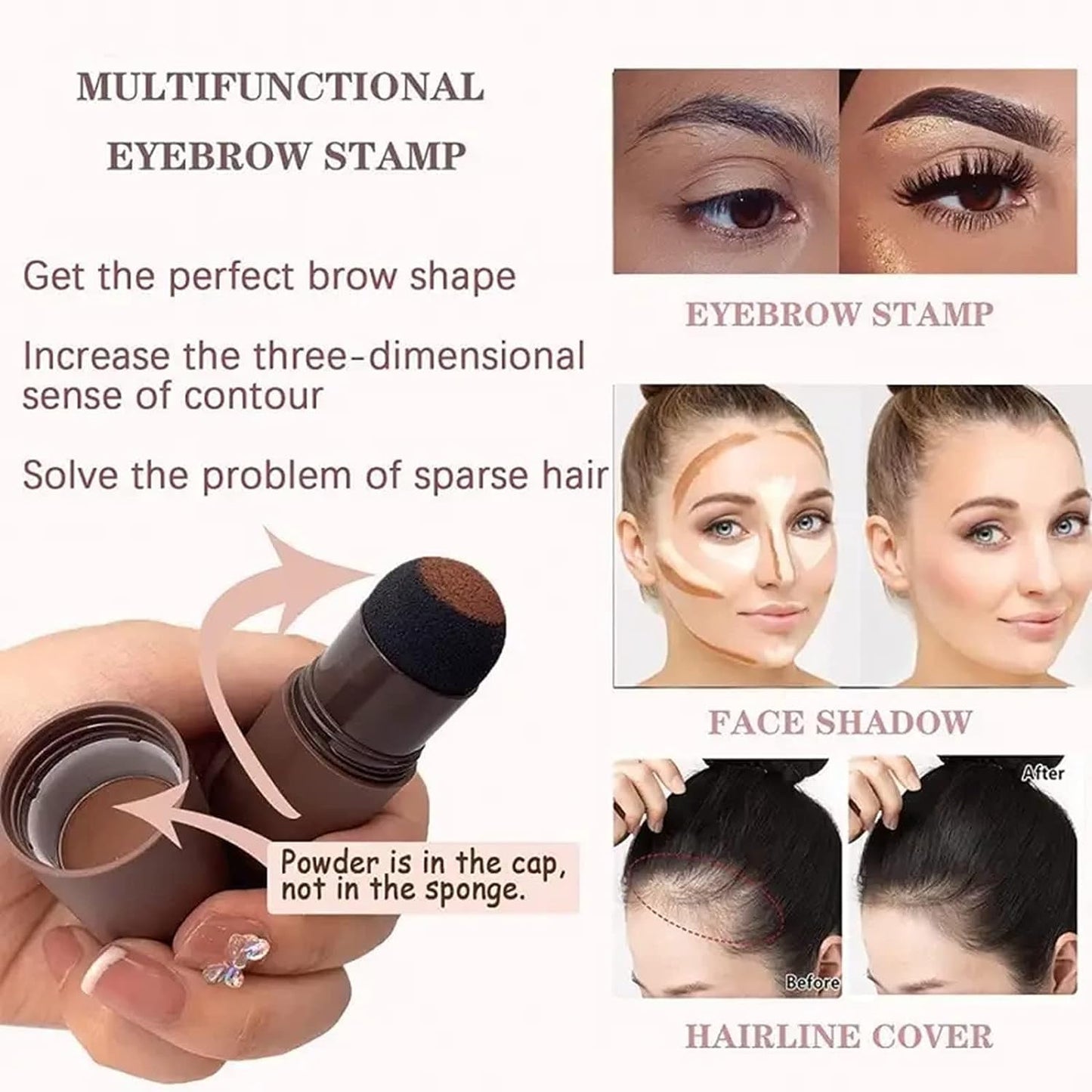 ALLROSE Eyebrow Stamp Stencil Kit - Eyebrow Stencils Perfect Eyebrow Waterproof Eyebrow Stamp, Eye Brow Stencil Kits Brow Stamp, Eyebrow Stencil Kit for Women With 20PCS Brow Shaping Kit, Ash Brown