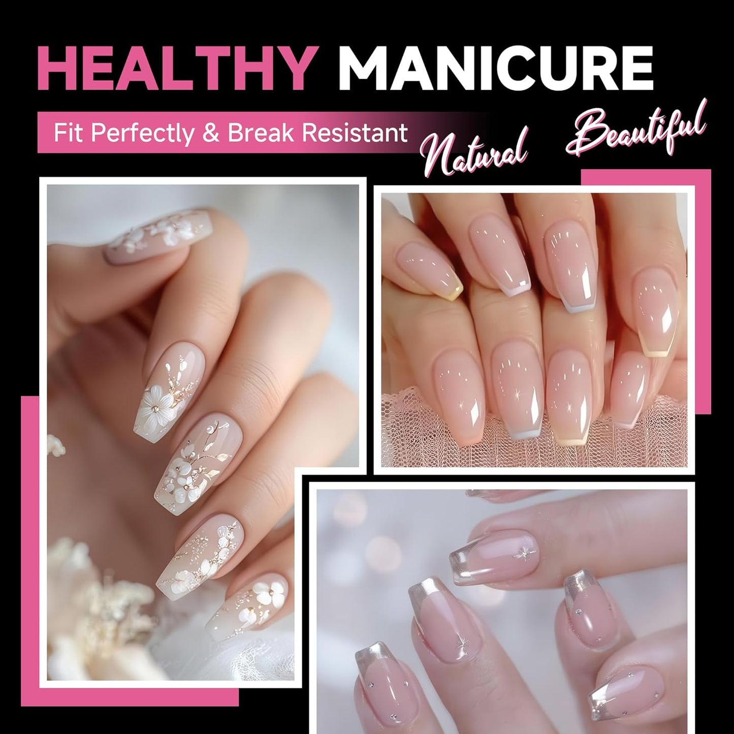 UNA GELLA Short Coffin Nail Tips, 600Pcs Short Coffin Gel Nails Tips Pre Etched 12 Sizes Soft Gel Fake Nails Tips Pre-file Full Cover for Nail Extension Home DIY Salon with Box