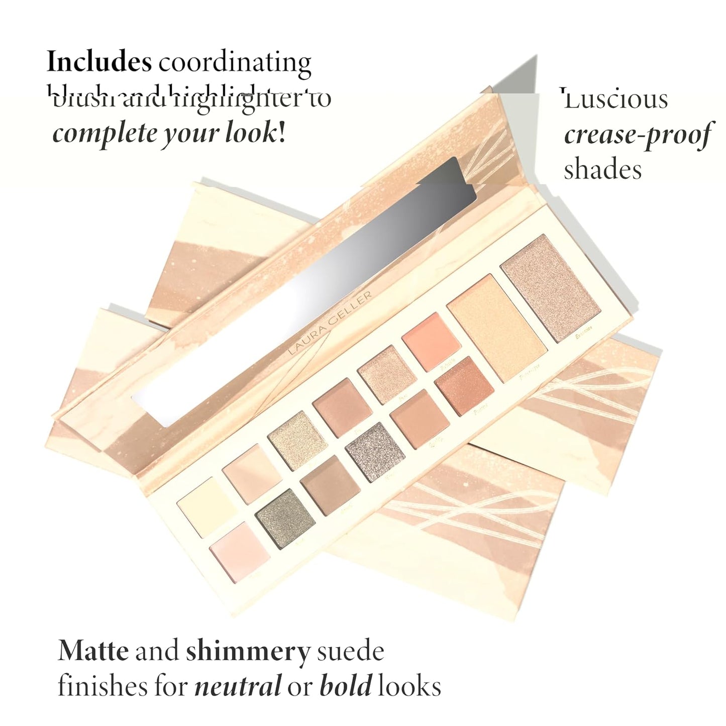 LAURA GELLER NEW YORK Laura's Essentials Artistic & Authentic Makeup Artistry 12 Multi-Finish Eyeshadows 1 Highlighter, 1 Blush Full Face Palette