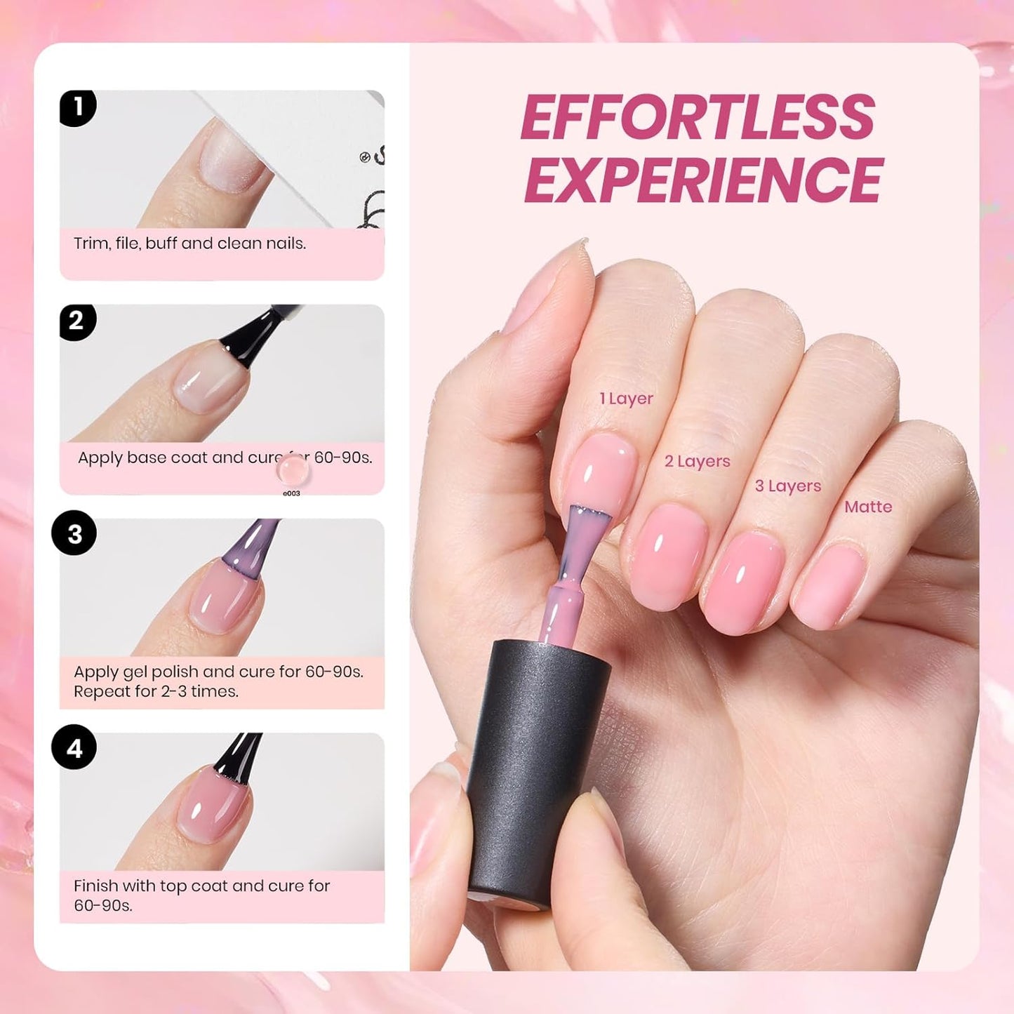 Beetles Nude Pink Gel Nail Polish Set - 25PCS 20 Colors Neutral Jelly Pink Sheer Milky White Gel Nail Kit Soak Off UV with Base Glossy Matte Top Coat Pearls Rhinestones Nail Charms Gift for Women