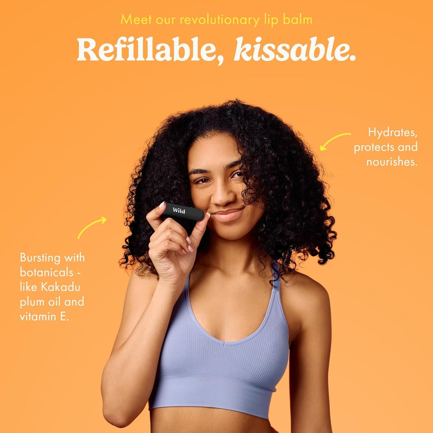 Wild Refillable Lip Balm Starter Kit - Includes Black Aluminum Case & 3 Pack Lip Balm Refills in a Variety of Scents - Includes Passionfruit Swirl, Original and Coconut & Vanilla Scents