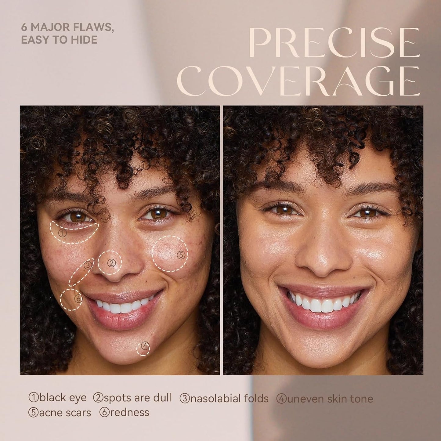 Foundation Makeup,Soft Beige Full Coverage Foundation Makeup（Built-in brush）Vegan & Cruelty-Free-Oil Control Flawless Concealer Cover Facial,Natural Blemish Face Makeup(01#)