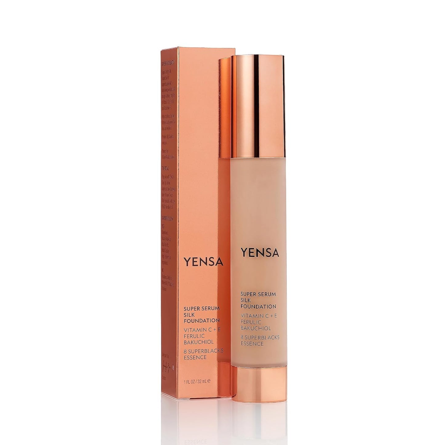 YENSA Super Silk Foundation - Full Coverage, Age-defying complex of Vitamin C, E, Ferulic, and Bakuchiol Oil (Fair 3) 1.0 fl oz