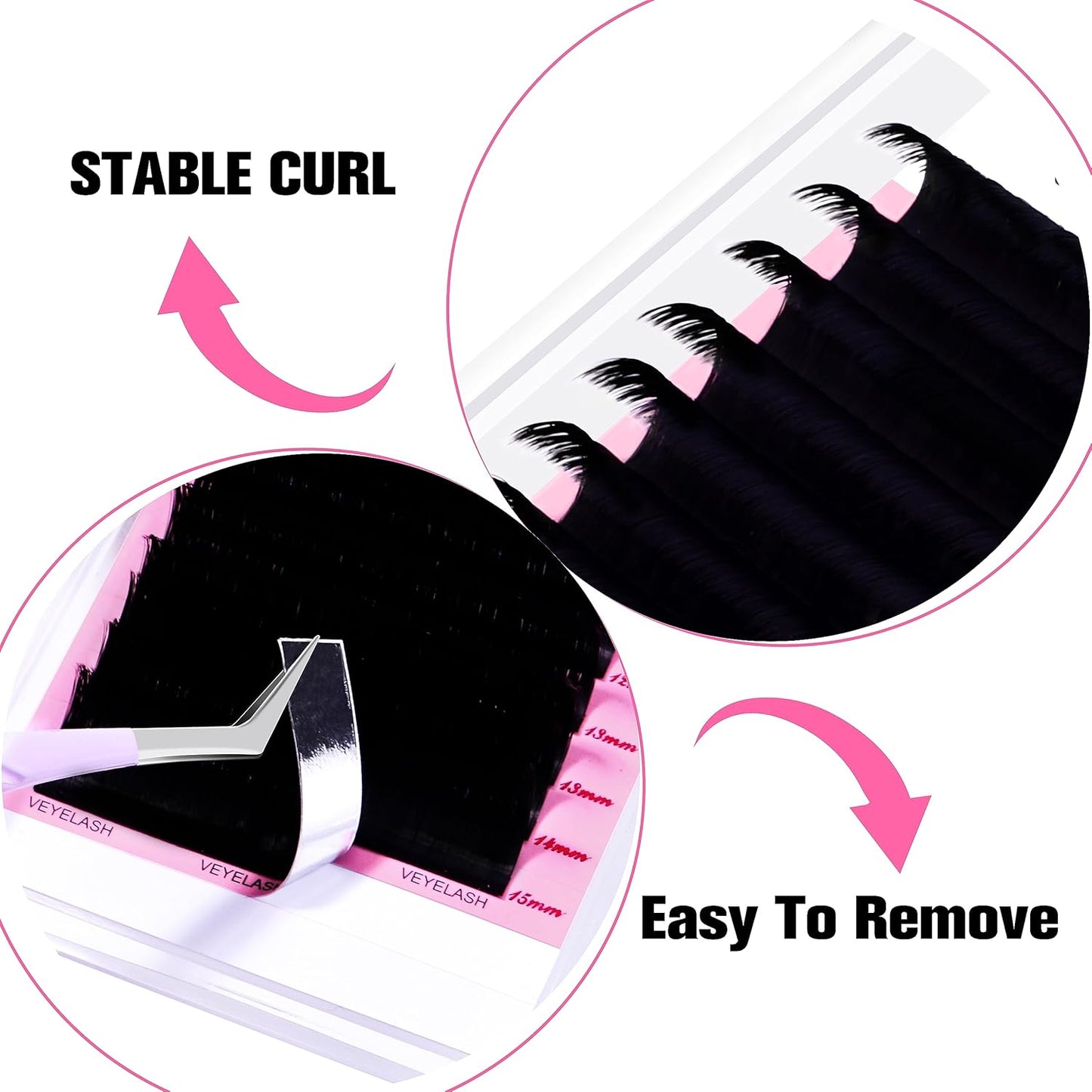 VEYES INC Cashmere Smart Fan Lash Extensions 0.03 0.05 0.07 C/CC/D Curl 8-20mm Mixed & Single Length, Super Matte Black Volume Lashes, Professional Supplies for Lash Techs (0.05 D 11mm)