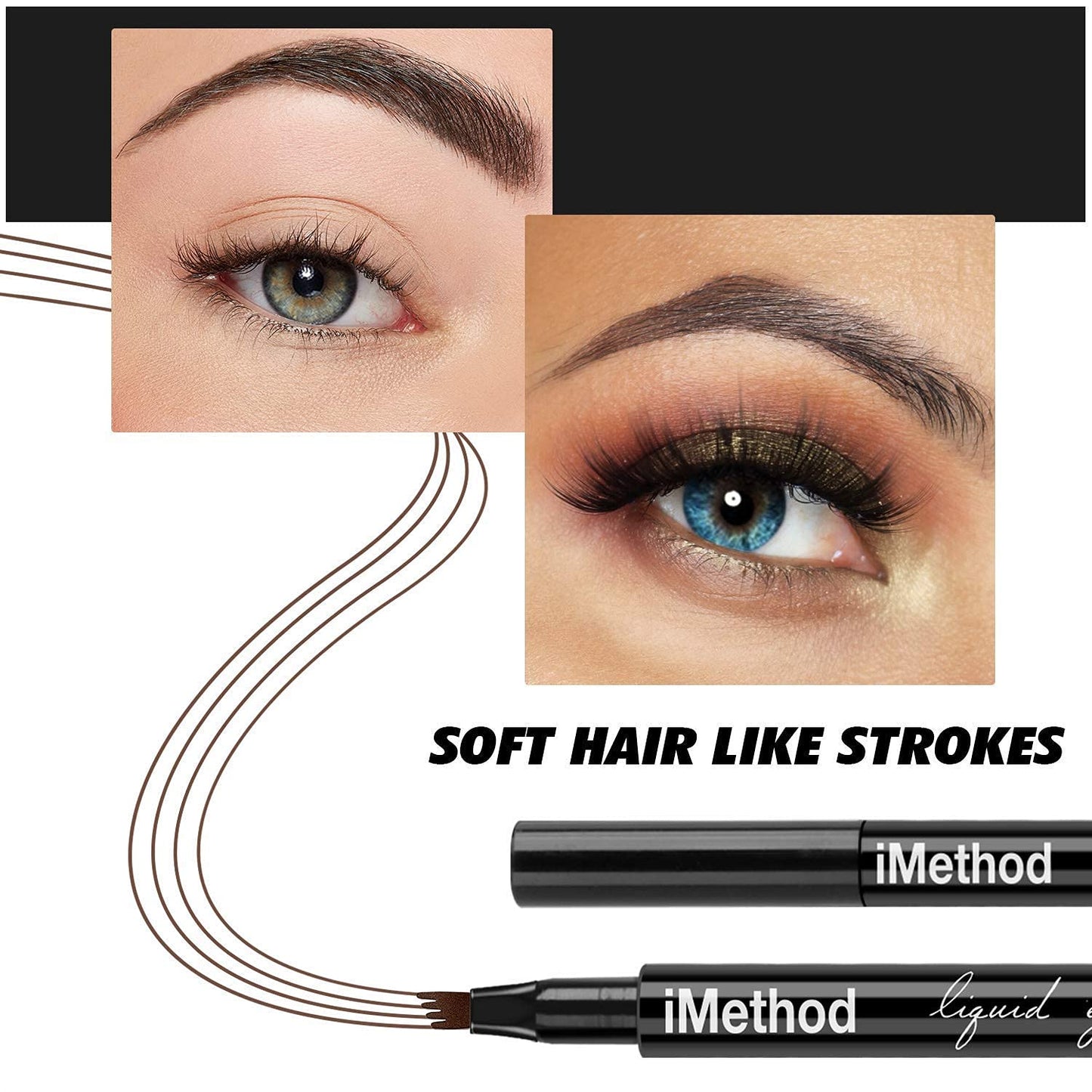 iMethod Eyebrow Pen - iMethod Eyebrow Pencil with a Micro-Fork Tip Applicator Creates Natural Looking Brows Effortlessly and Stays on All Day, Dark Grey