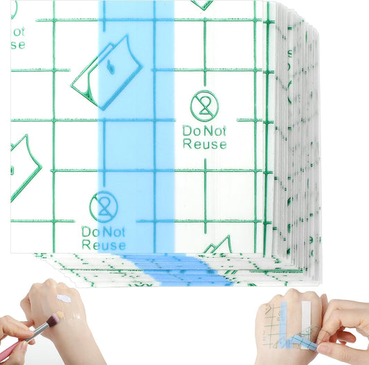 100 Pieces Makeup Hand Palette Single Use Makeup Mixing Palette Professional Makeup Artist Must Haves Disposable Transparent Waterproof Cosmetic Tray Adhesive Tape for Women and Girls