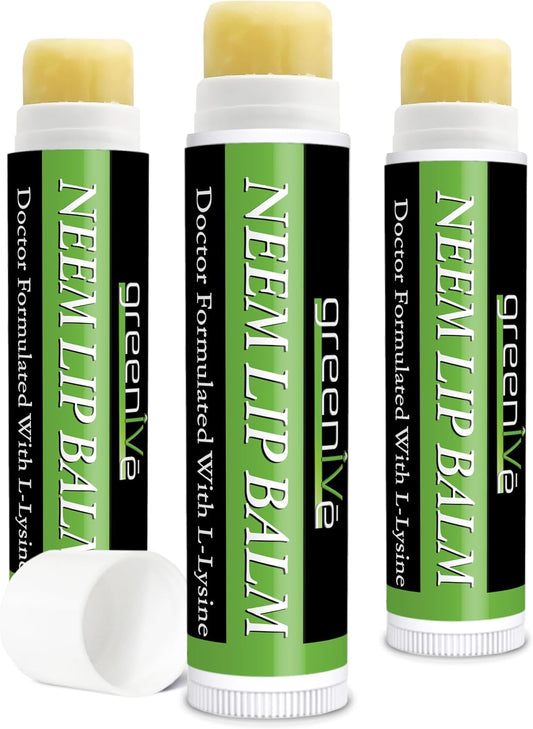 GreenIVe Neem Lip Balm, Vegan Lip Moisturizer with L-Lysine, Soothe and Soften (3)