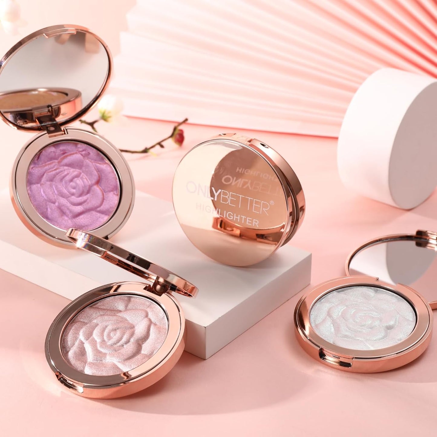 Highlighter Makeup, Cream Highlighter, Face Highlighter, Long Lasting Glitter Highlighter Makeup Palette - Purple Highlighter Makeup