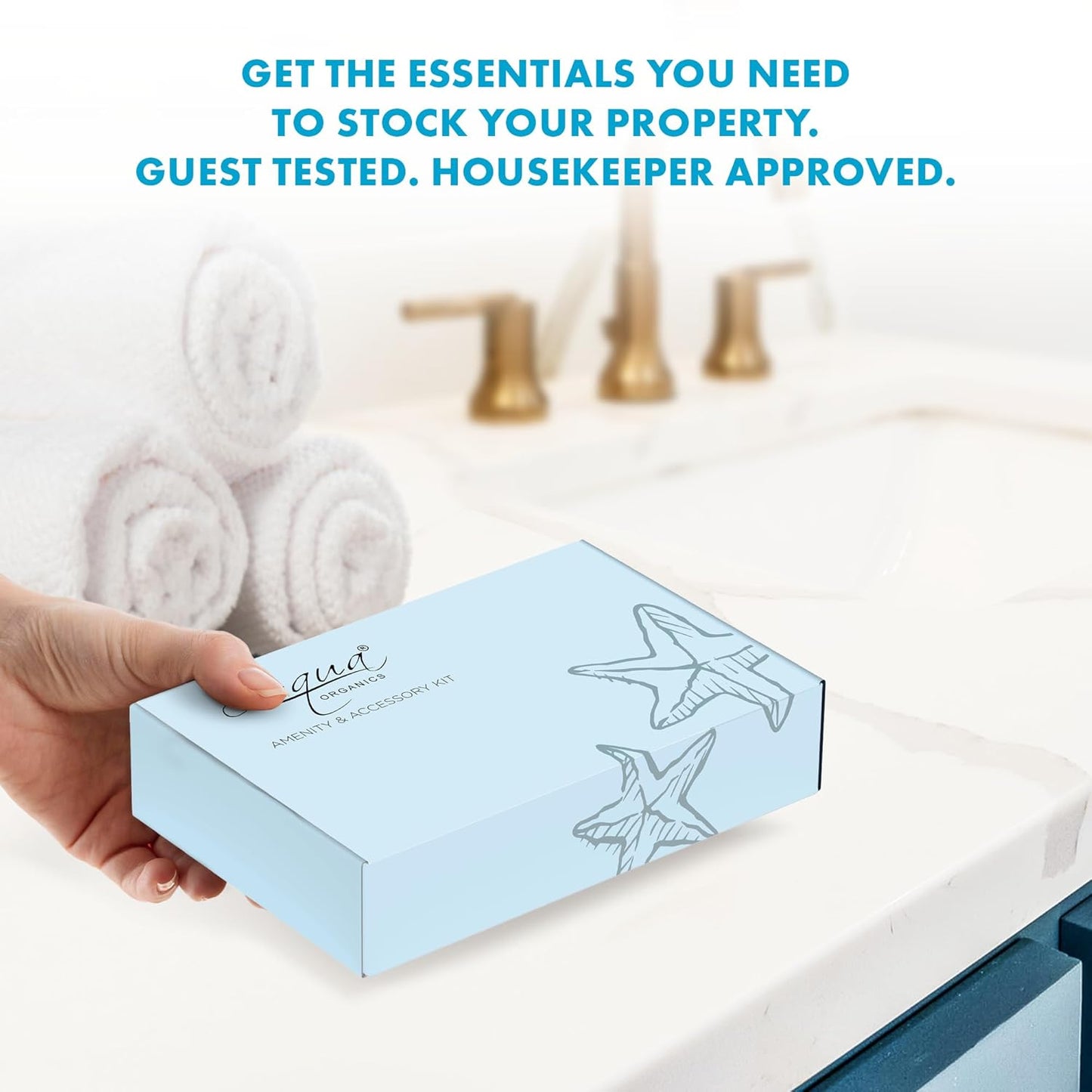 1-Shoppe All-In-Kit|Aqua Organics Amenity Kit|Boxed Hotel Toiletries|Bulk Set 1oz Travel Size Shampoo,Conditioner,Lotion,Body Wash & Bar Soap for Guest Hospitality AirBnB/Vacation Rentals|5 Pieces