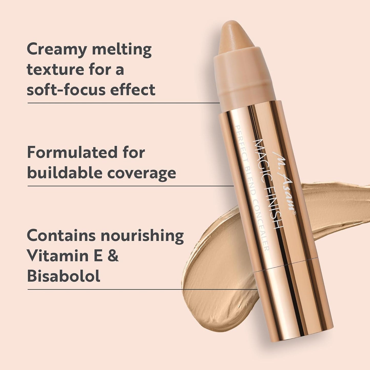 M. Asam MAGIC FINISH Perfect Blend Concealer Ivory (0.1 Oz) - concealer perfects & conceals blemishes & imperfections, make-up with adjustable coverage & instant blur effect, vegan