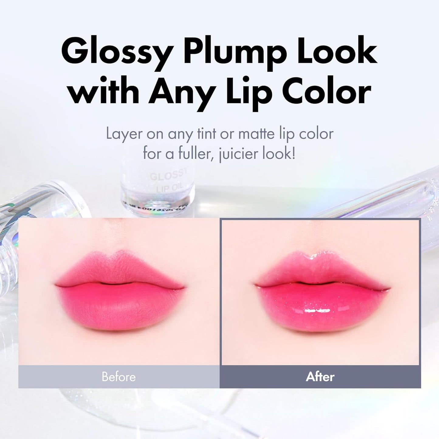 Rouge Star Glossy Lip Oil - Hydrating Lip Gloss - Non-Sticky Shine with Argan Oil & Vitamin - Deep Moisturization & Lip Softening 0.14 oz (Glossy Lip Oil)