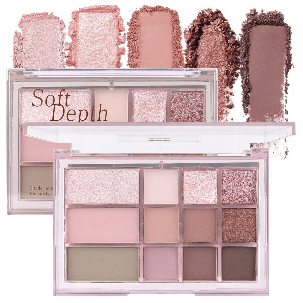 12 Girds Colorful Matte Shimmer Eyeshadow Palette for Eye Makeup,High Pigmented Eye Shadow Primers Powder Palet de sombras de ojos 12-C