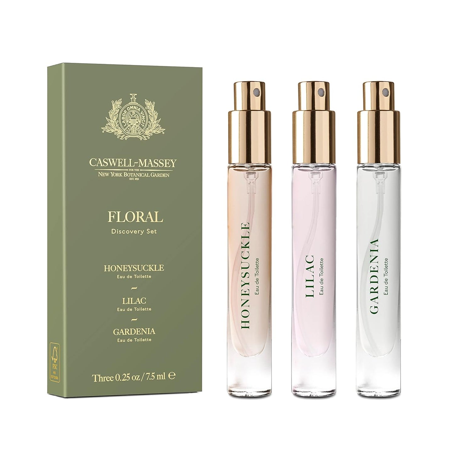 Caswell-Massey Floral Trio Discovery Set, Includes Gardenia, Lilac & Honeysuckle, Discover the Beauty of Botanicals, Travel Size Perfume Set, Perfume for Women, 0.25 Fl Oz Each